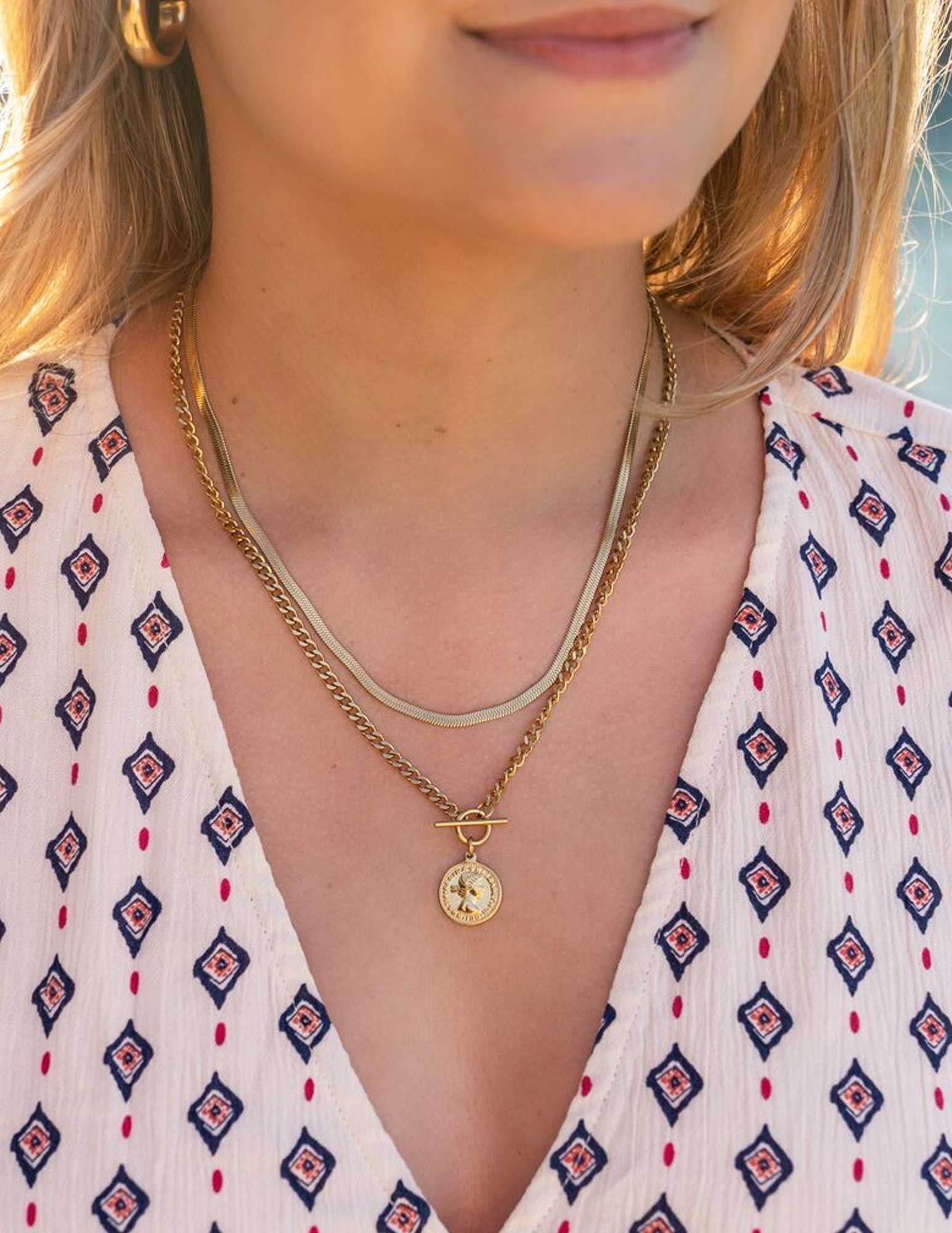 My Jewellery Dubbele ketting met munt MJ08087 Zilver