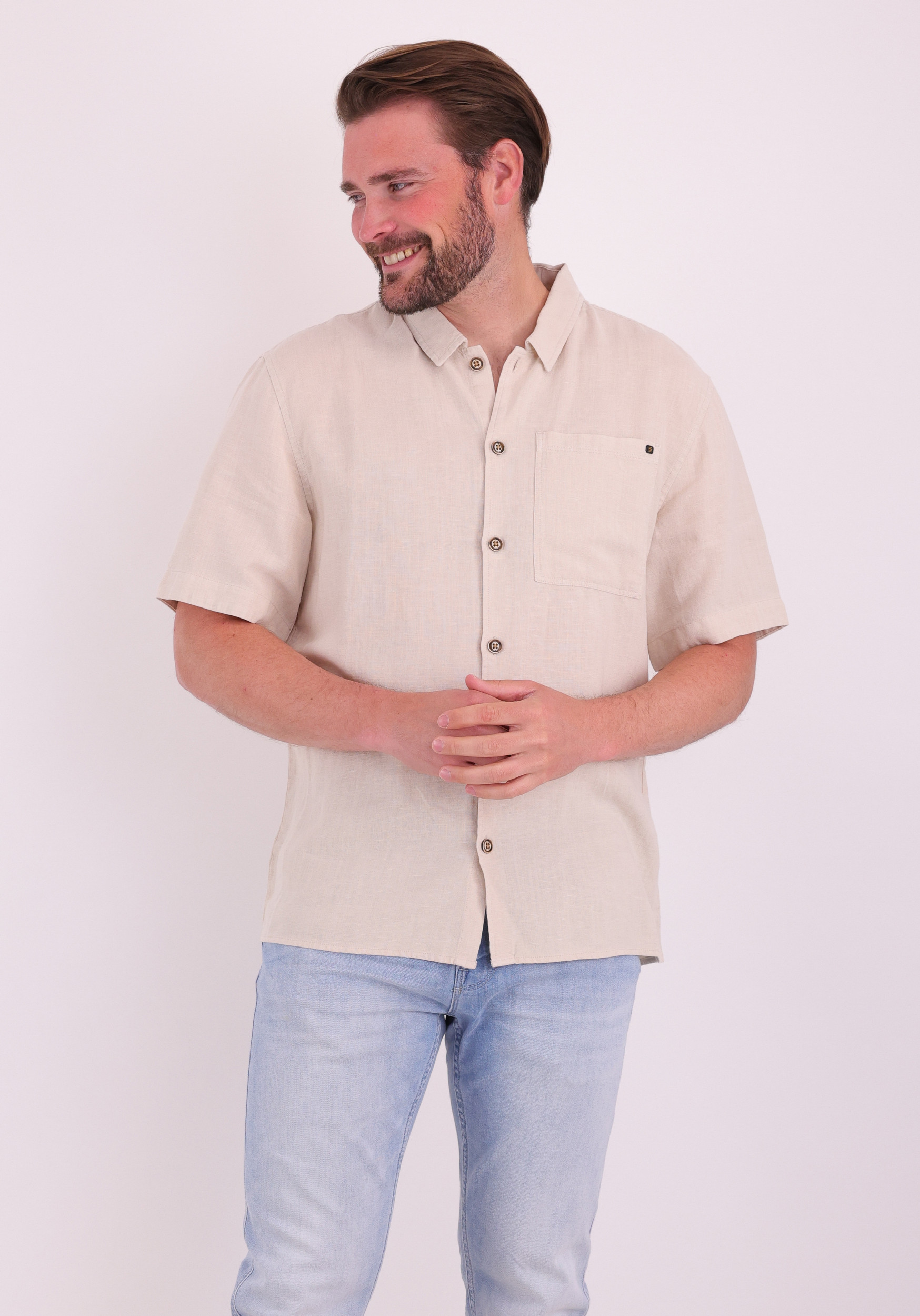 No Excess Overhemd linnen 32420423 Beige