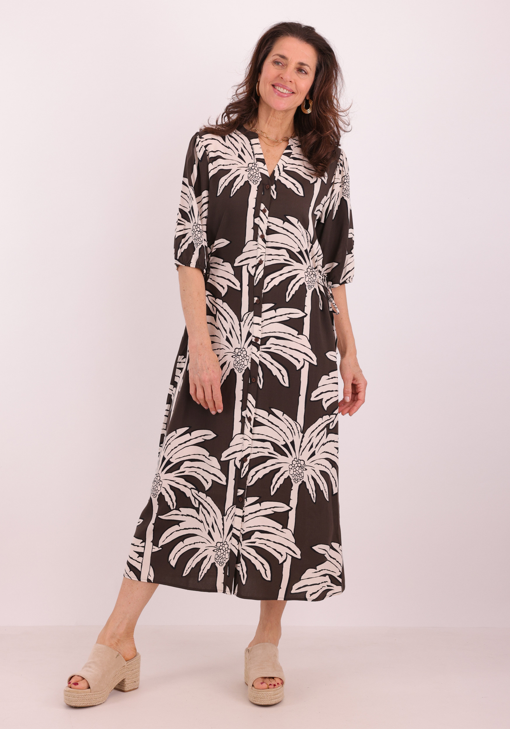 Geisha Jurk met print 67113-20 Donker bruin