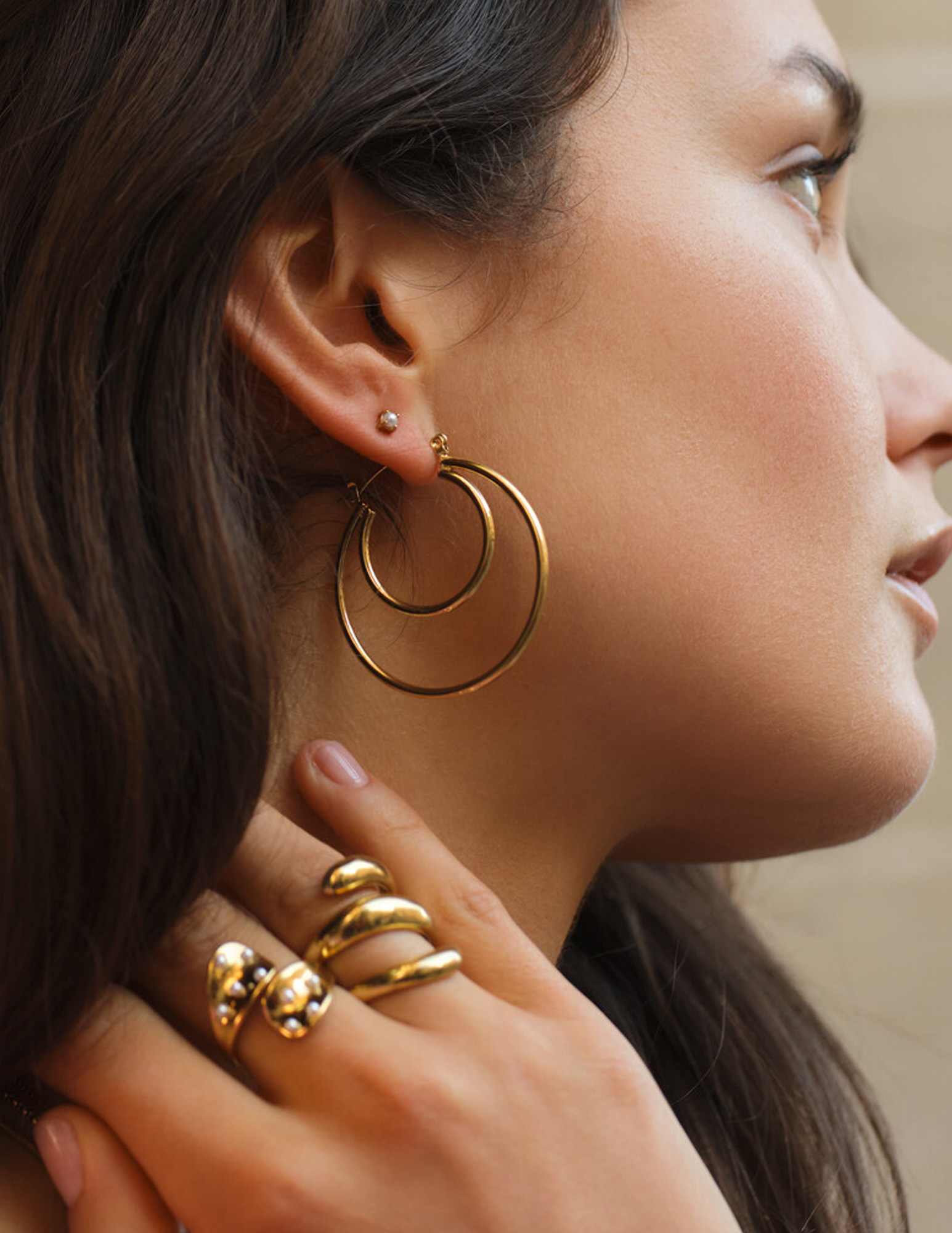 My Jewellery Bold dubbele oorringen groot MJ15509 Goud
