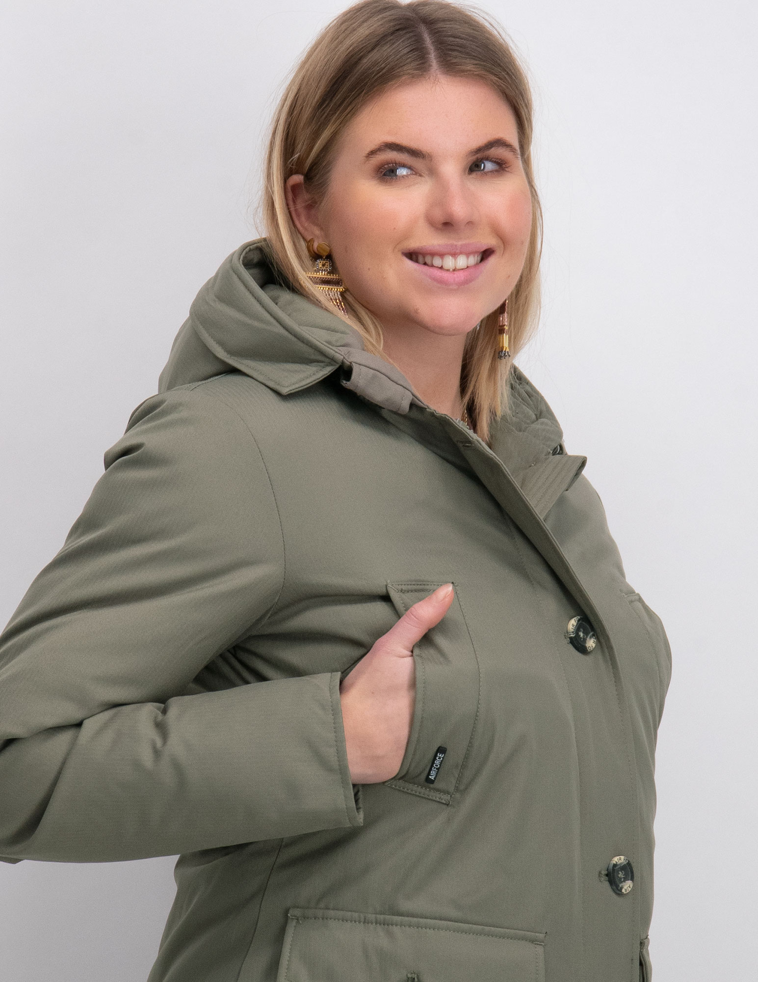 AIRFORCE Winterjas 4 Pocket Parka Herringbone HRW0437 Taupe