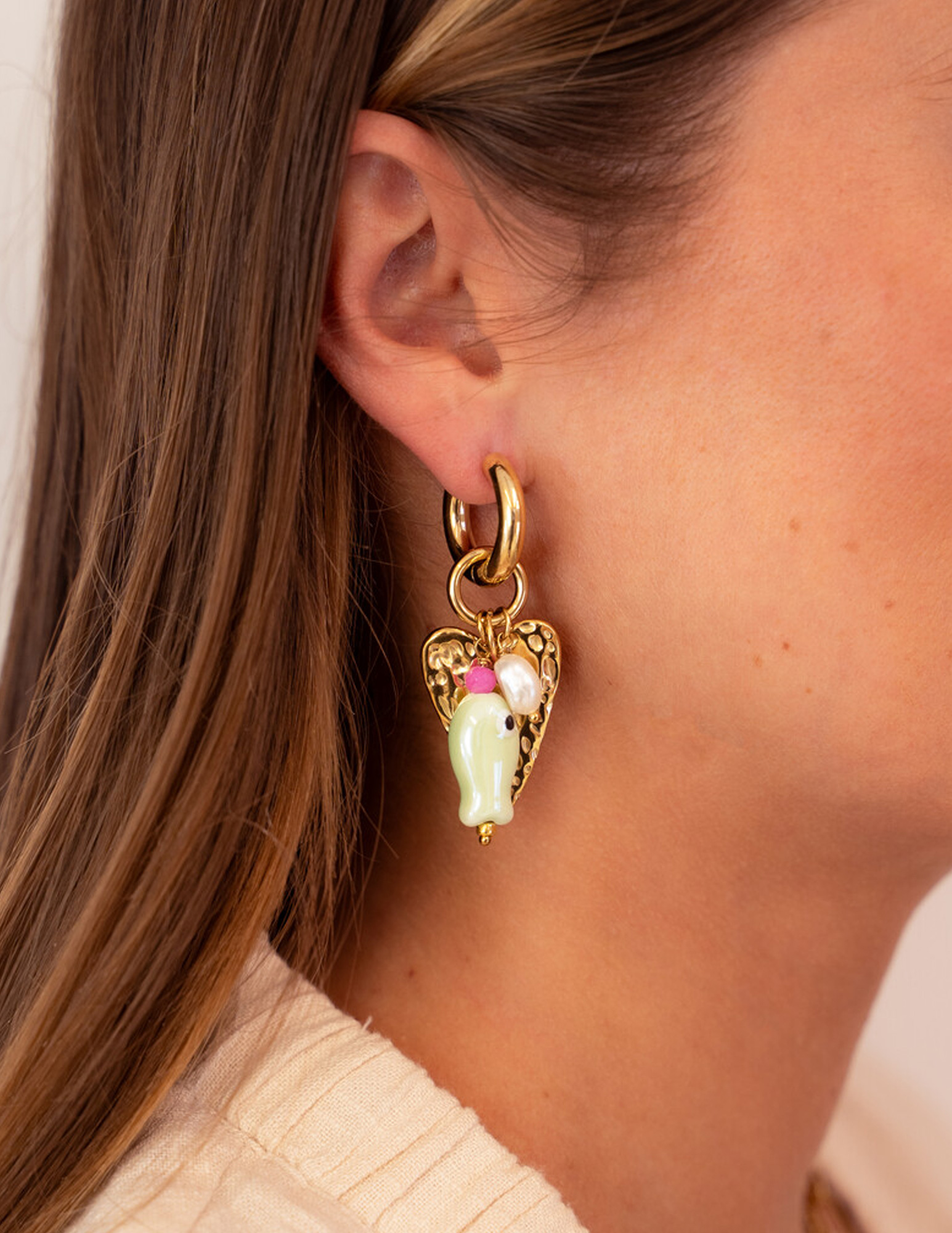 My Jewellery Fruits de Mer oorringen met vis MJ13165 Goud