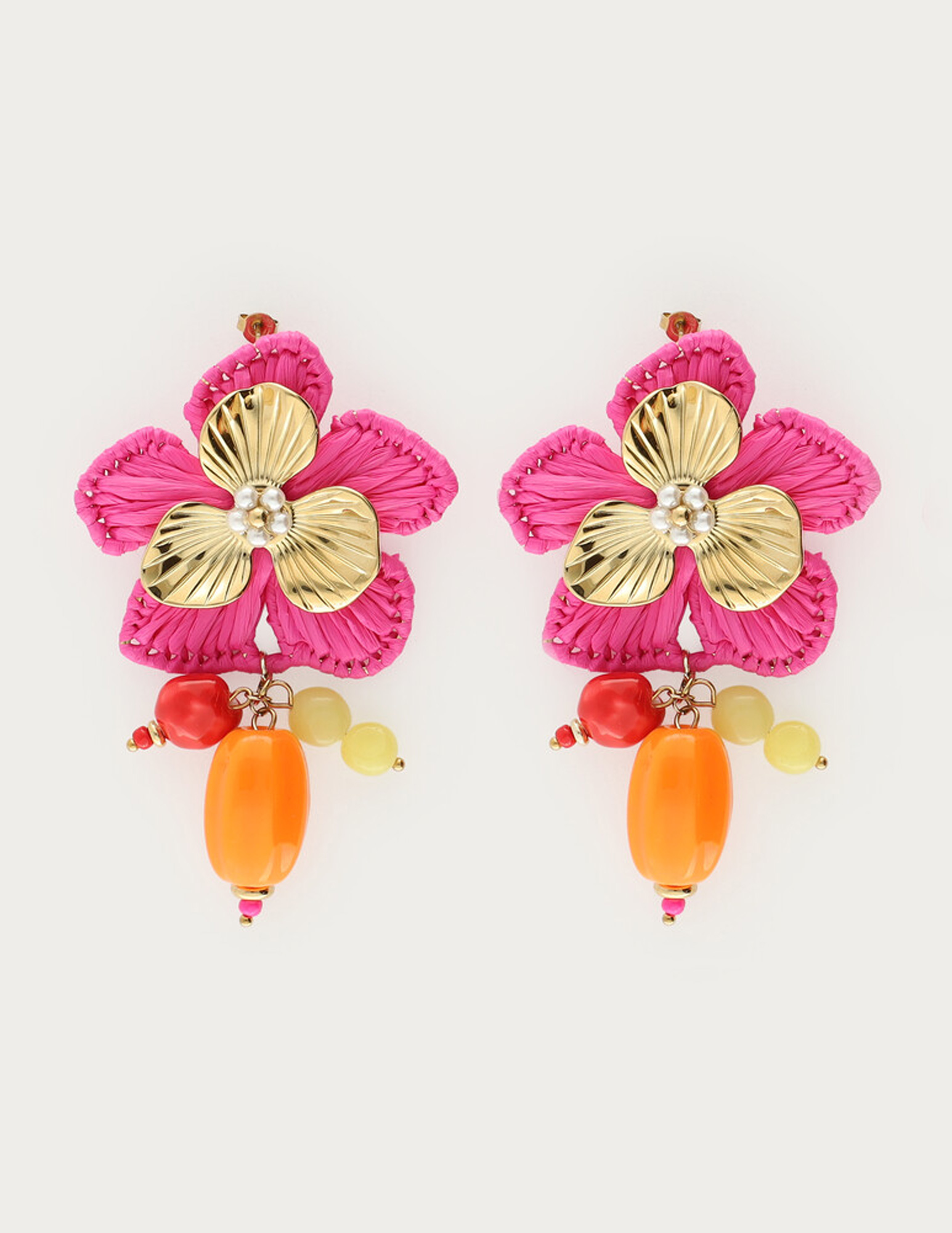 My Jewellery Tropical statement oorhangers roze bloem MJ15622