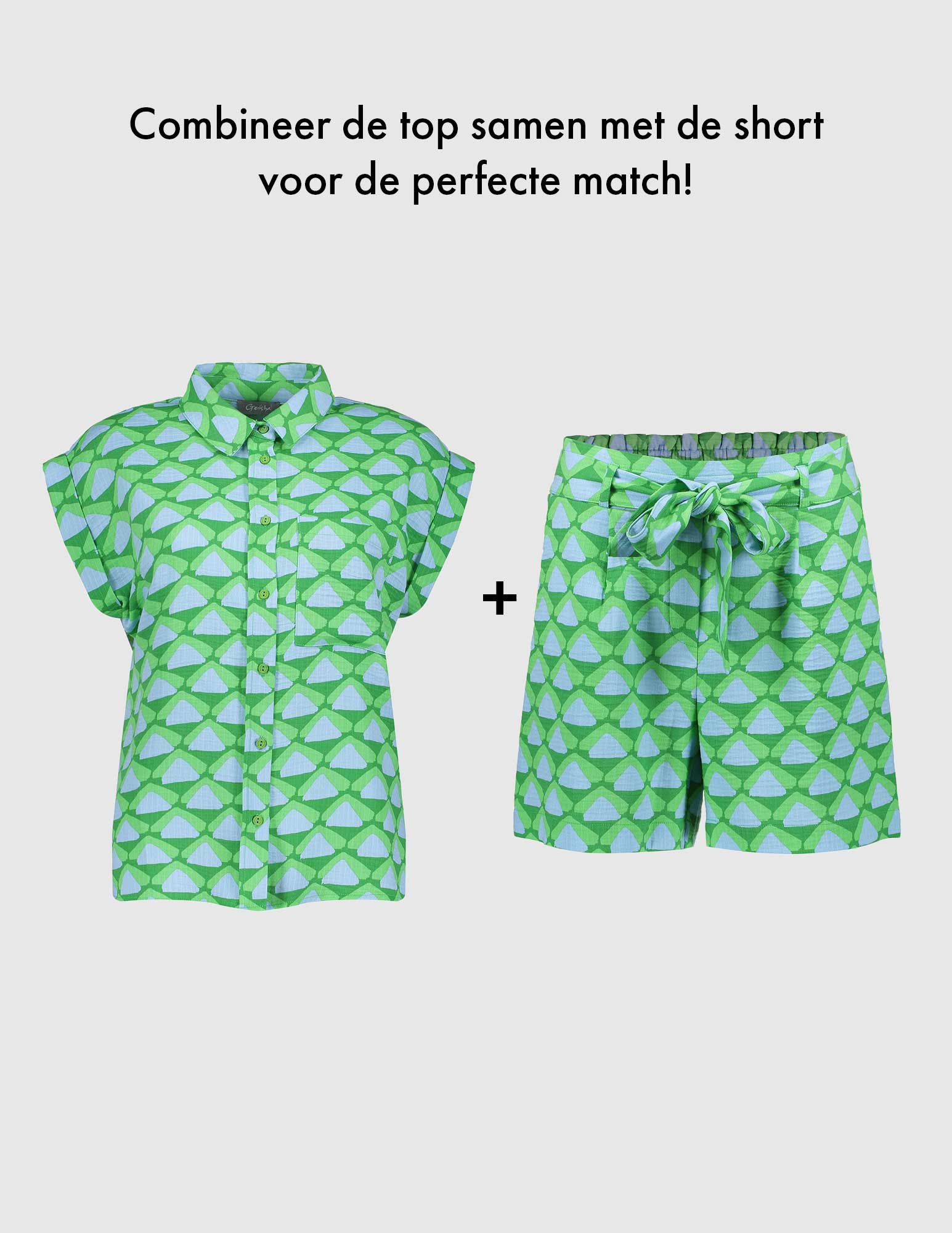 Geisha Korte broek grafische print 51412-20 Licht groen