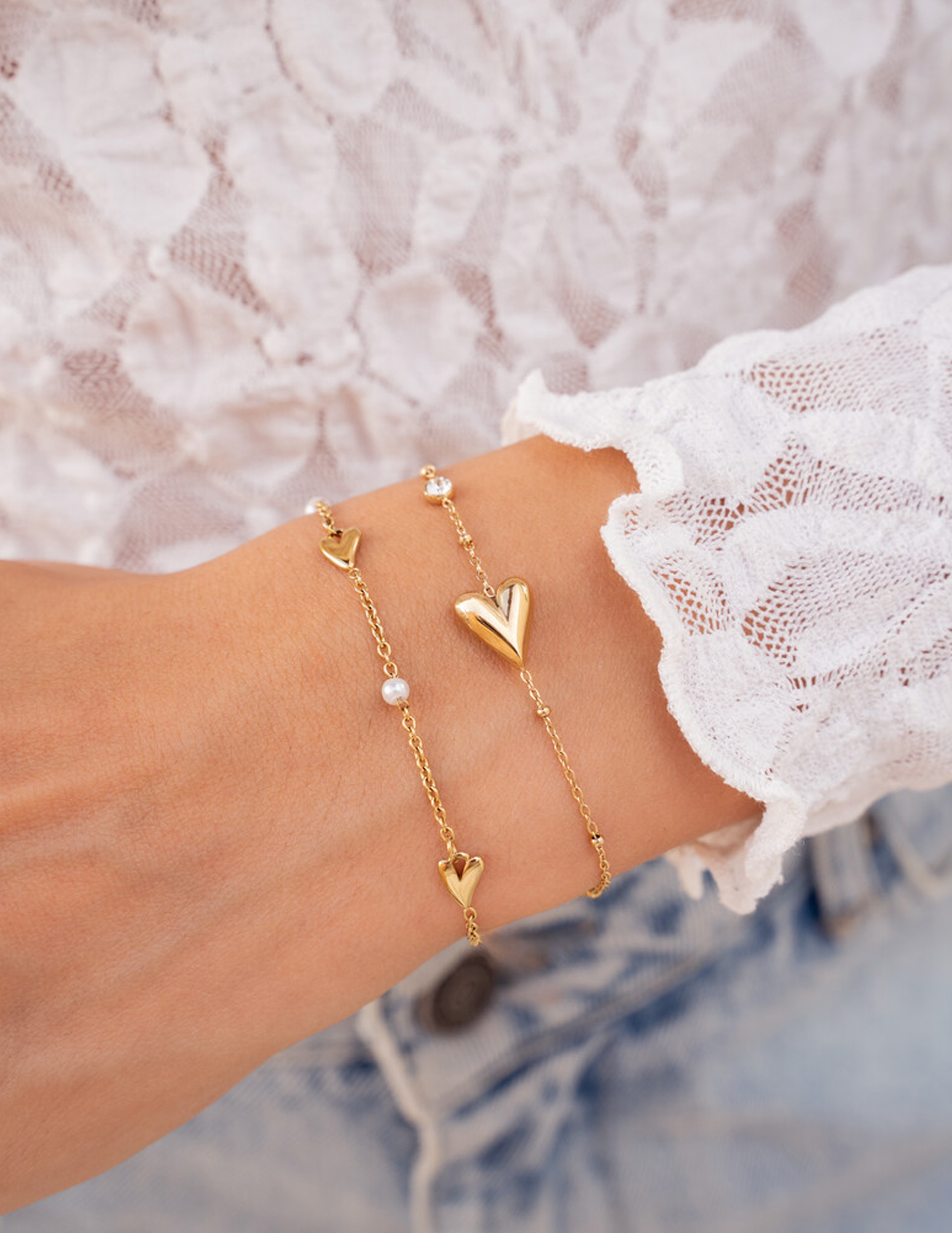 My Jewellery Armband met hart en strass MJ12072 Zilver