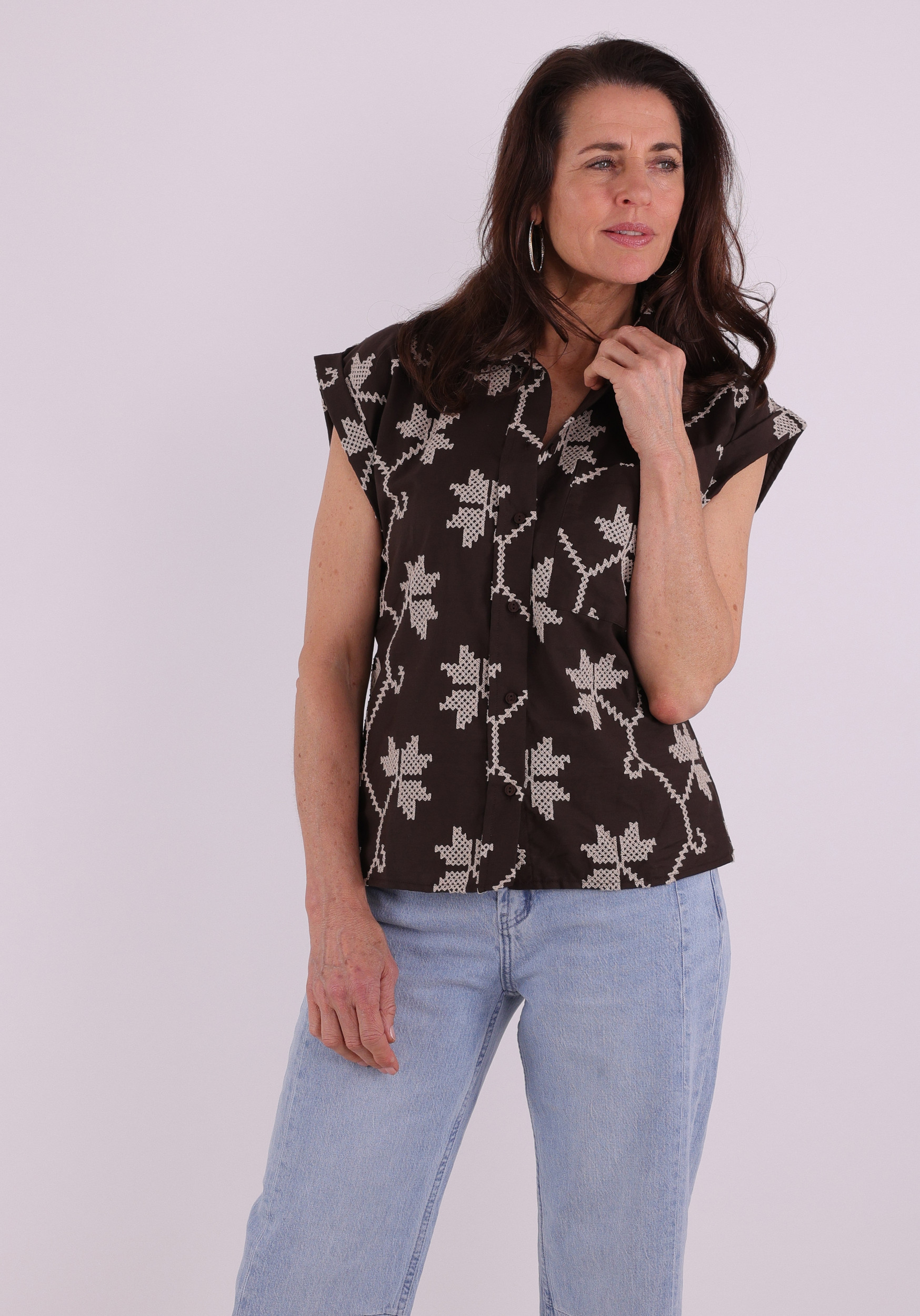 Geisha Blouse All-over print 63212-20 Bruin