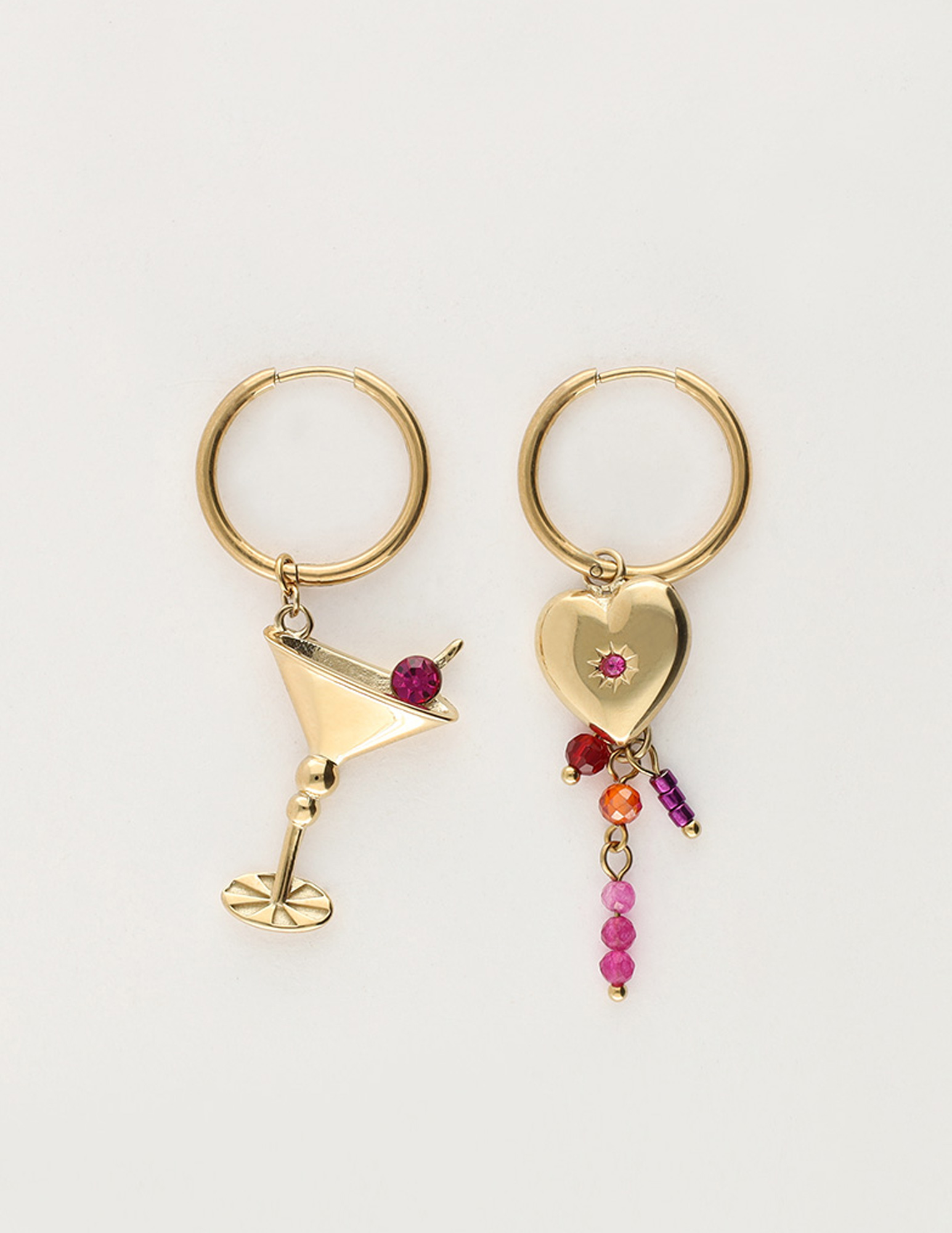 My Jewellery Starry oorringen met cocktail glas en hartje MJ11964 Goud