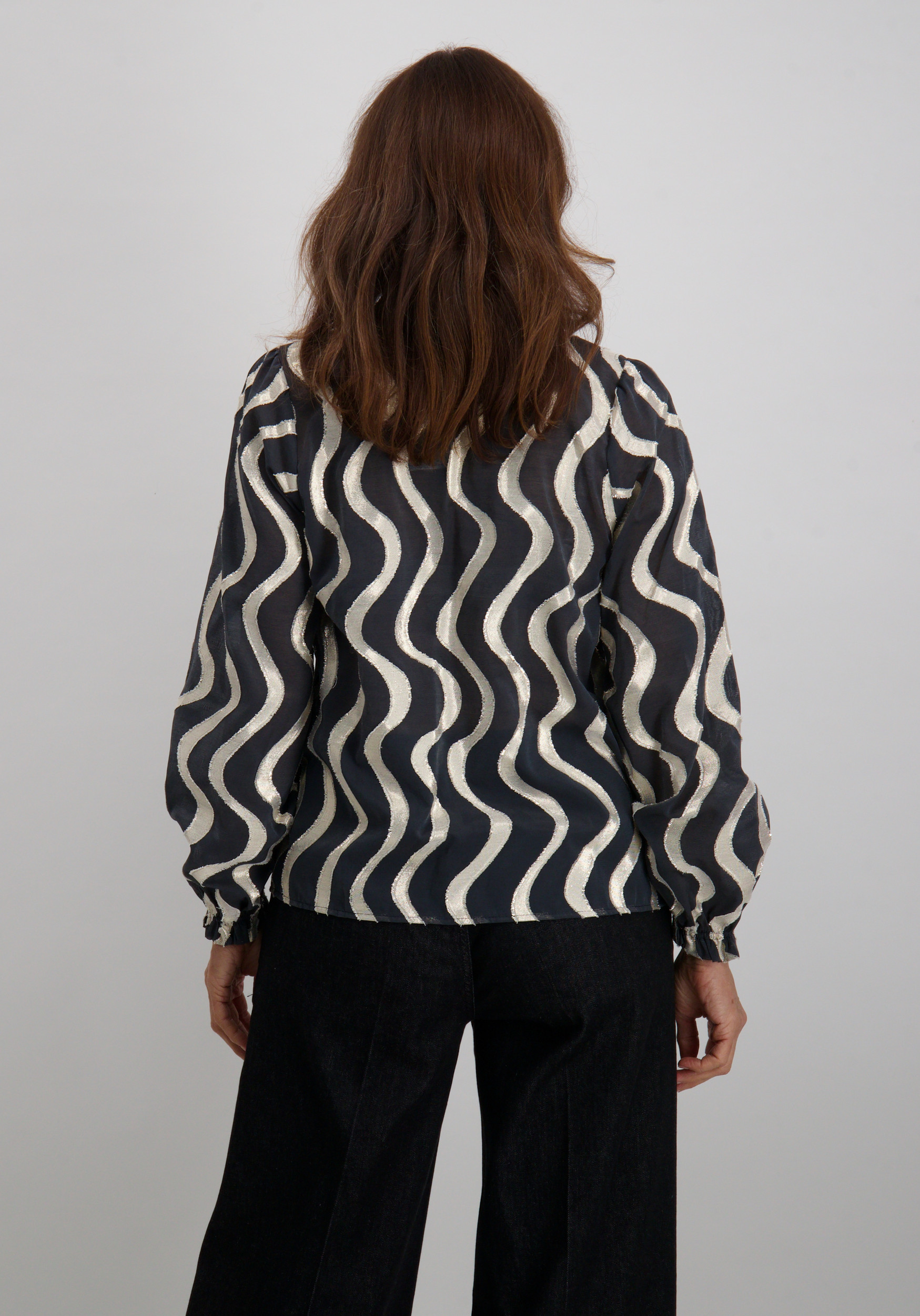 Geisha Blouse all-over print 53915-20 Zwart