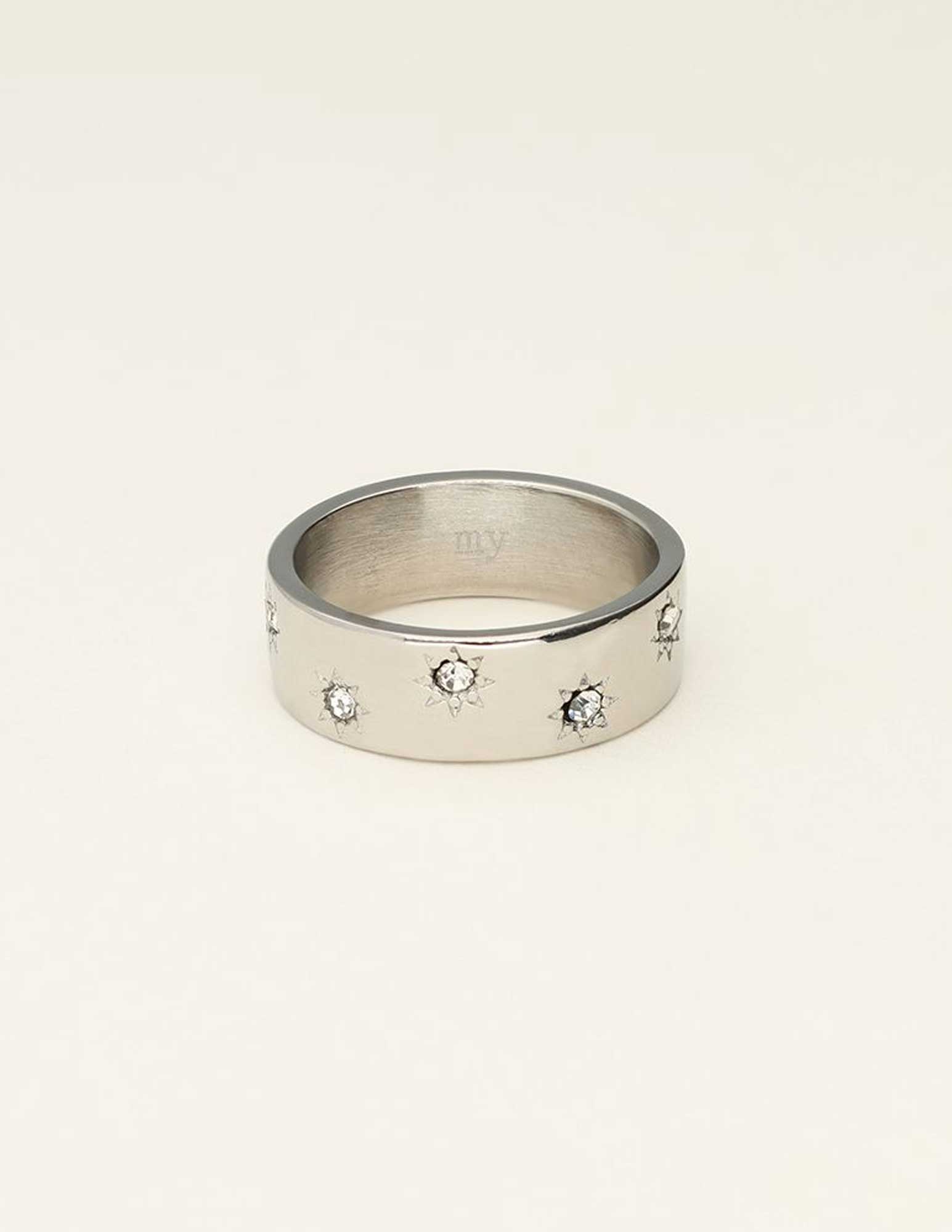 My Jewellery Mystic ring met sterretjes en steentjes MJ09447 Zilver