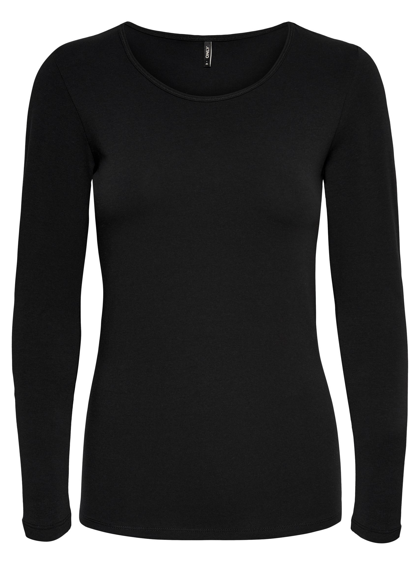 Only T-shirt lange mouw basic 15204712 Zwart
