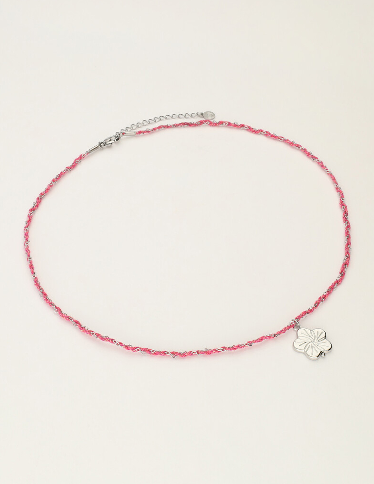 My Jewellery Sunrocks koord ketting met bloem MJ12204 Zilver