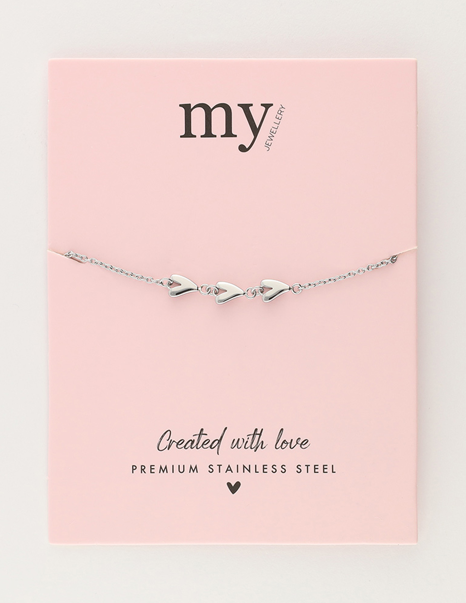My Jewellery Armband met drie hartjes MJ12127 Zilver