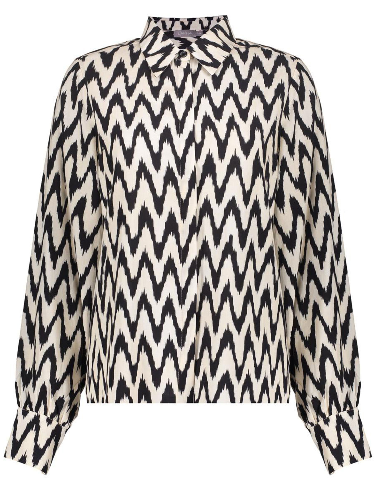 Geisha Blouse zig zag 53163-70 Zwart/Wit