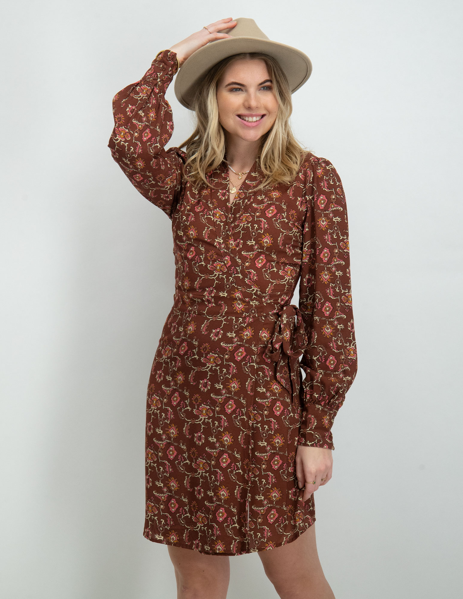 My Jewellery Jurk met print MJ08054 Bruin