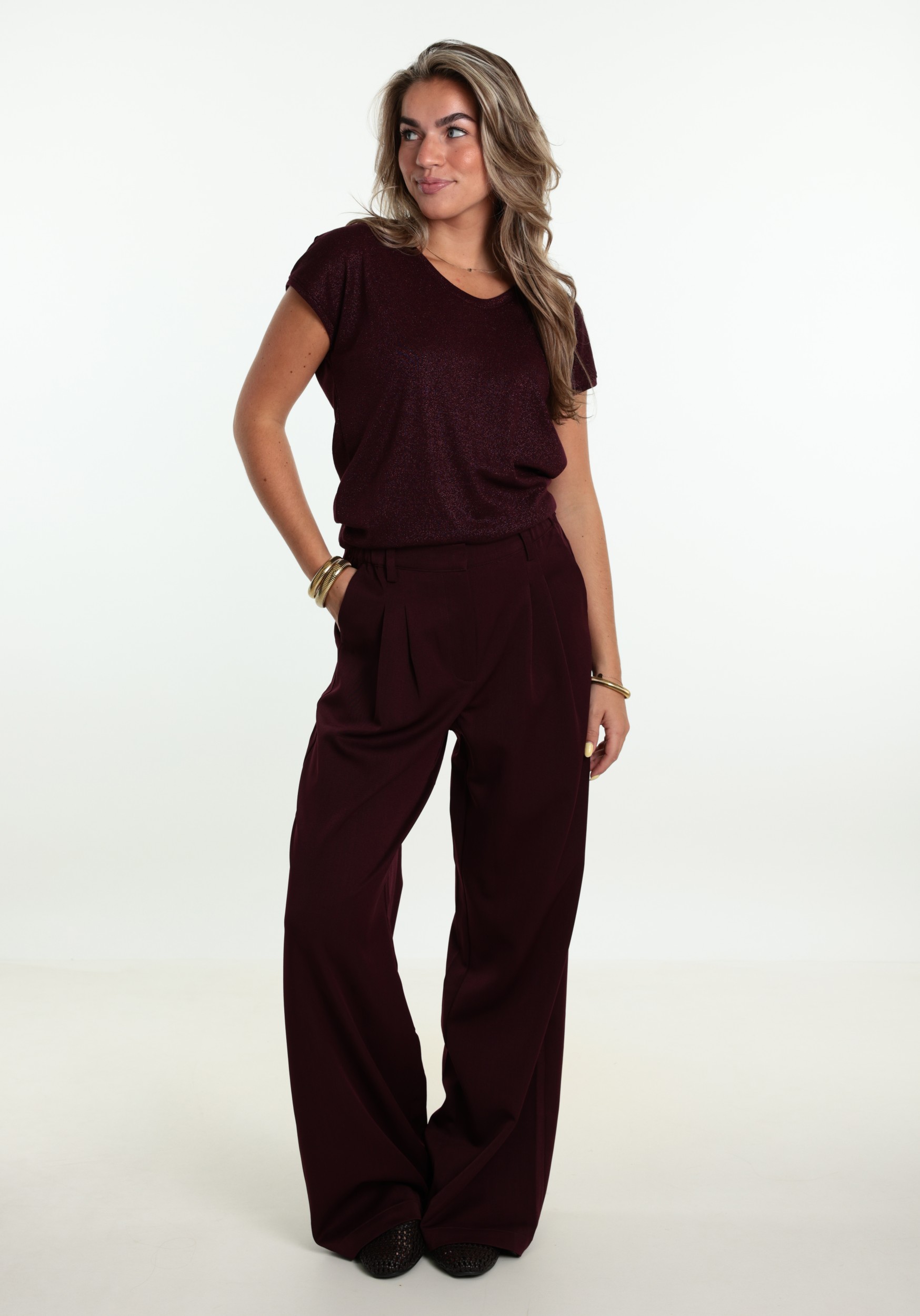 ONLY T-shirt Silvery lurex 15136069 Donker Paars