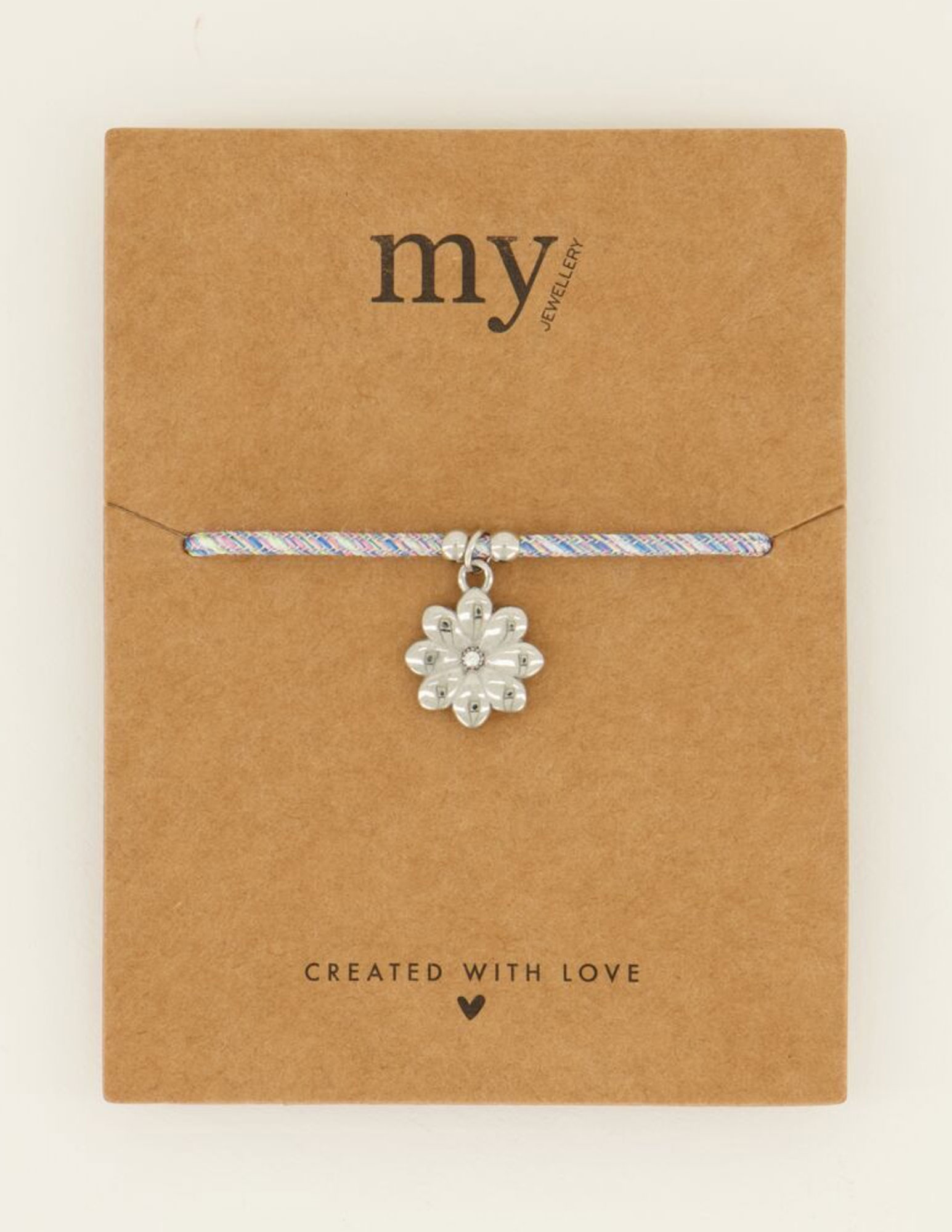 My Jewellery Gevlochten armband met bloem MJ07897 Zilver