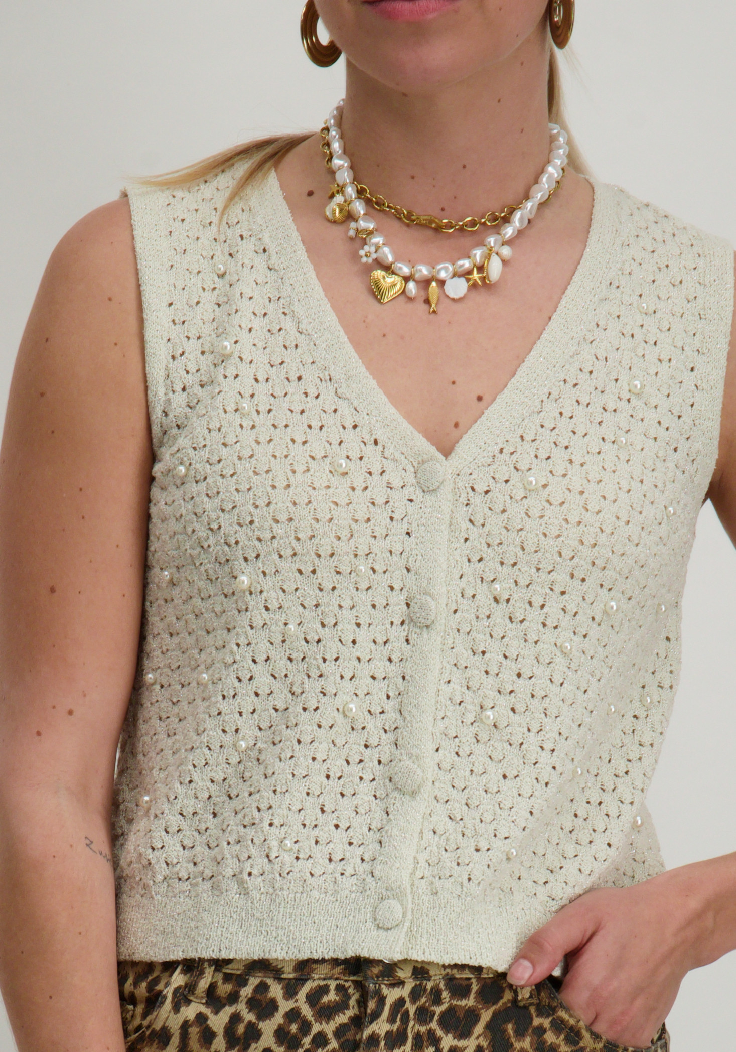 Vero moda Gilet Amalfi 10330705 Ecru