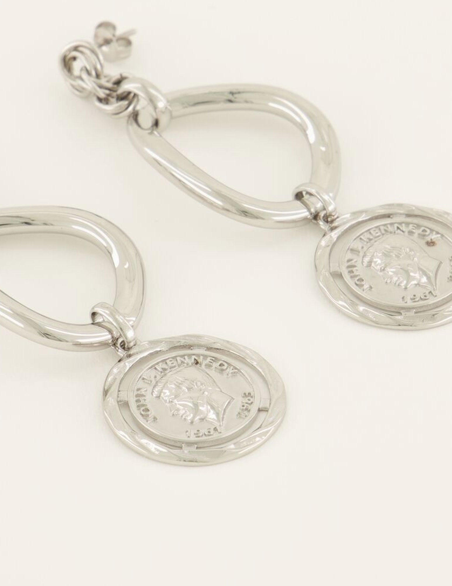 My Jewellery Statement oorbellen met munt MJ07623 Zilver