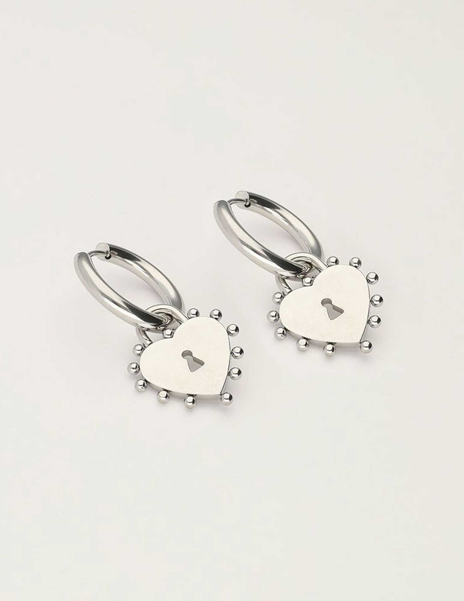 My Jewellery Oorringen met hartjes slot MJ10327 Zilver