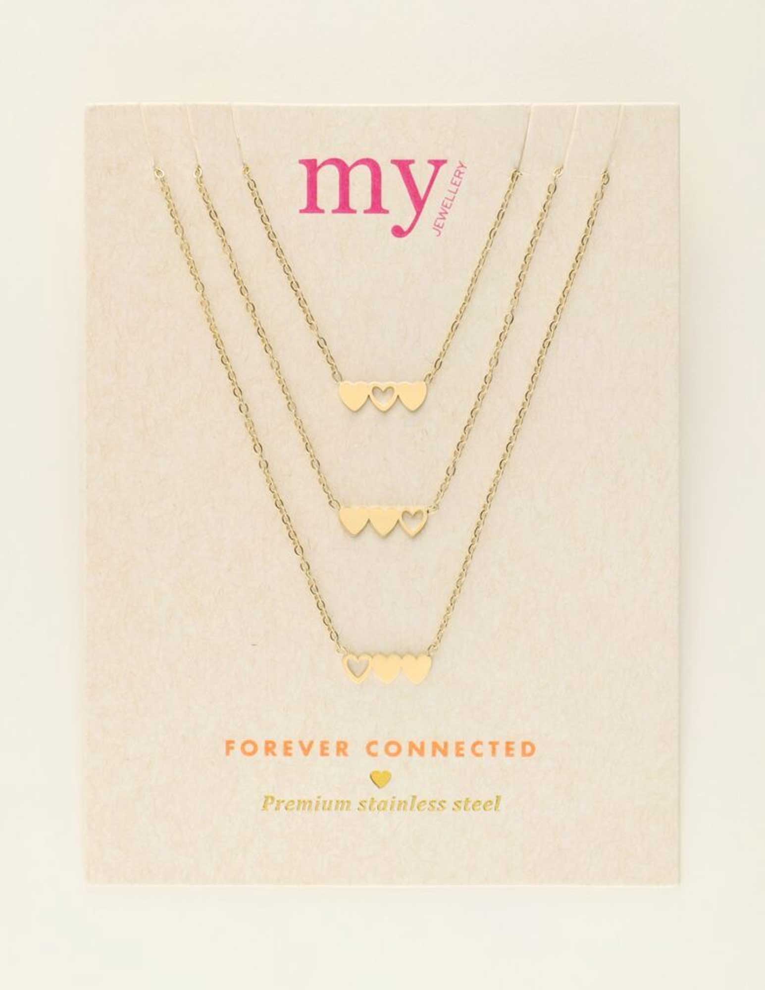 My Jewellery Kettingen set drie hartjes MJ09021 Goud