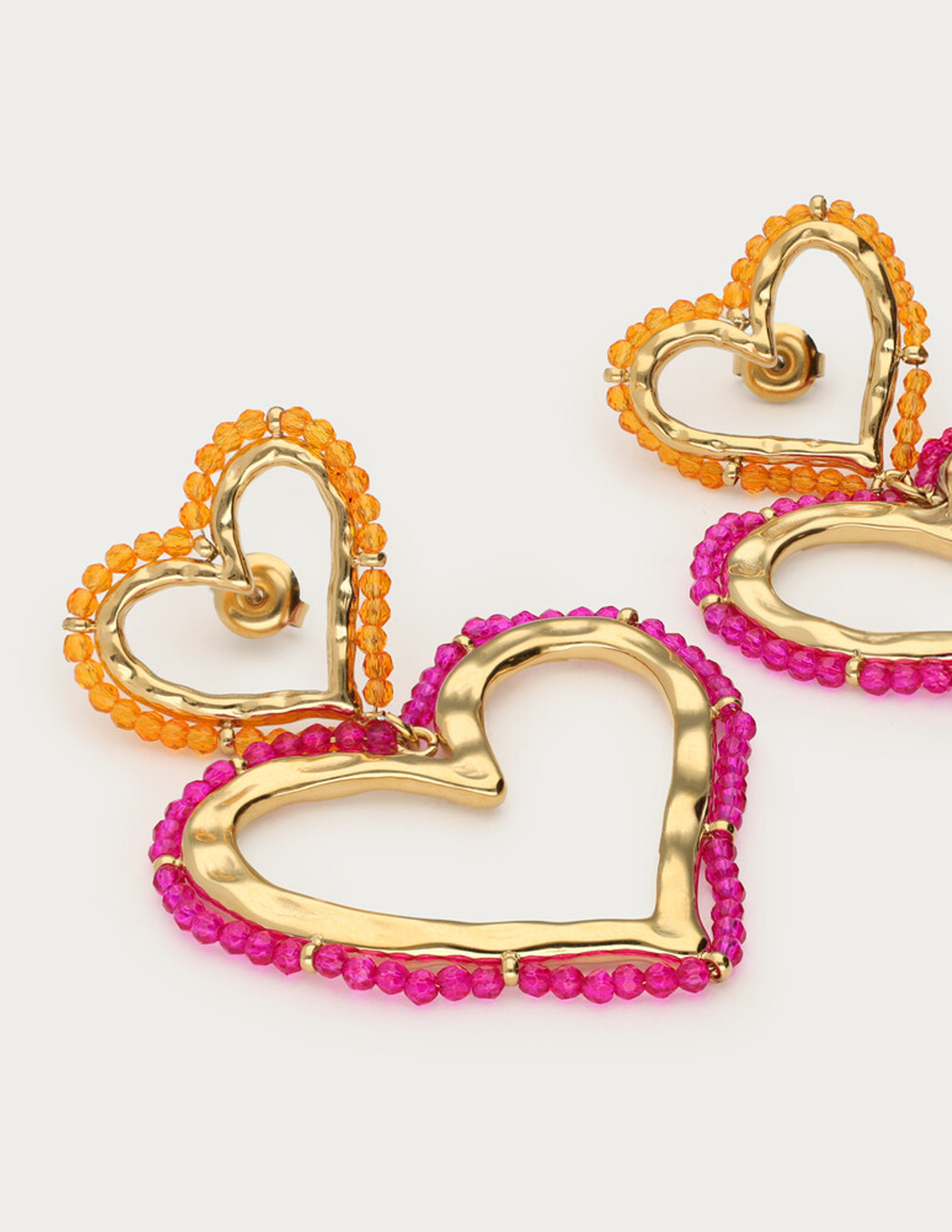 My Jewellery Sunrocks oorhanger hartjes met kralen MJ12623 Goud