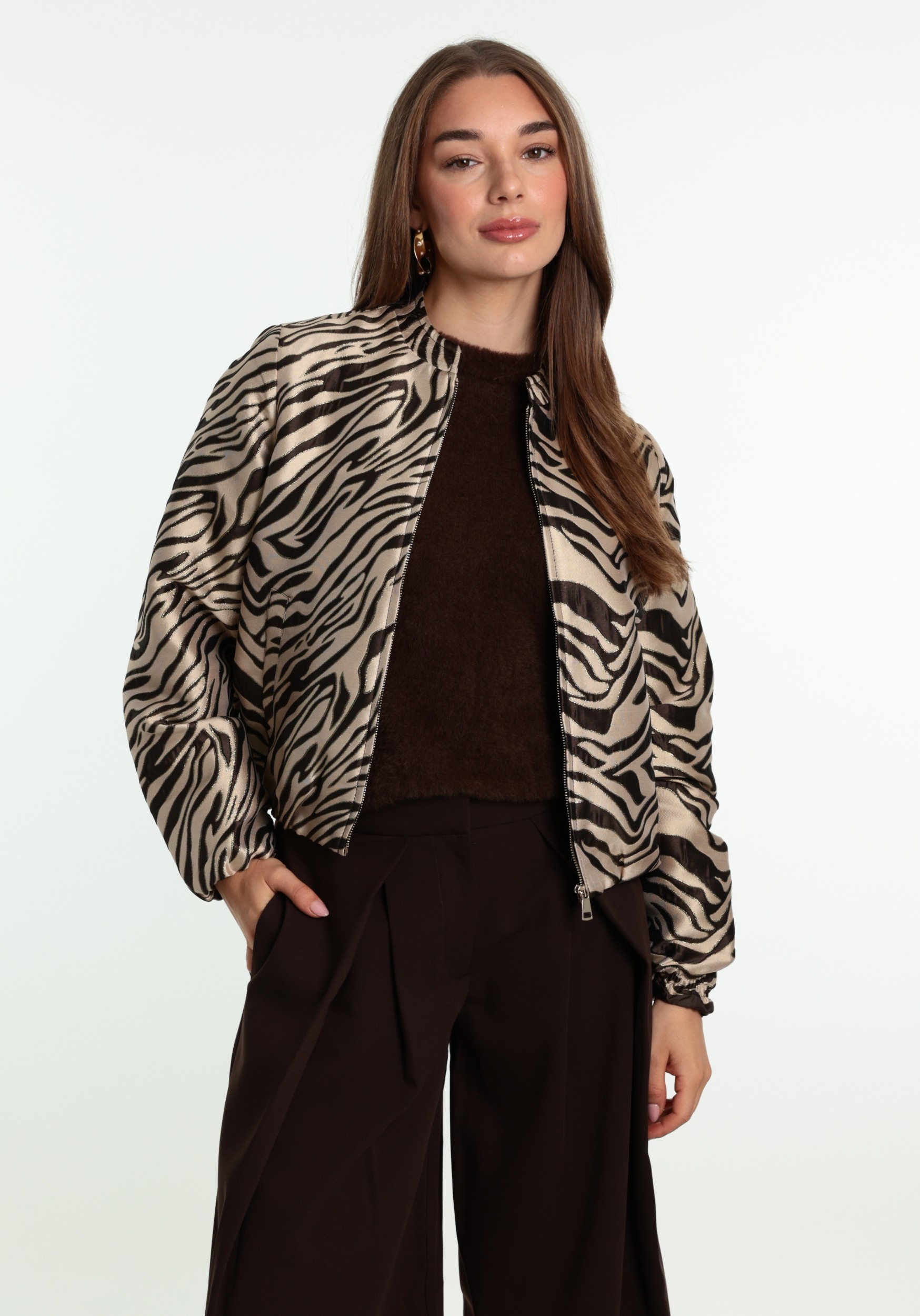 Geisha Bomberjack zebra print 65553-21 Donker bruin