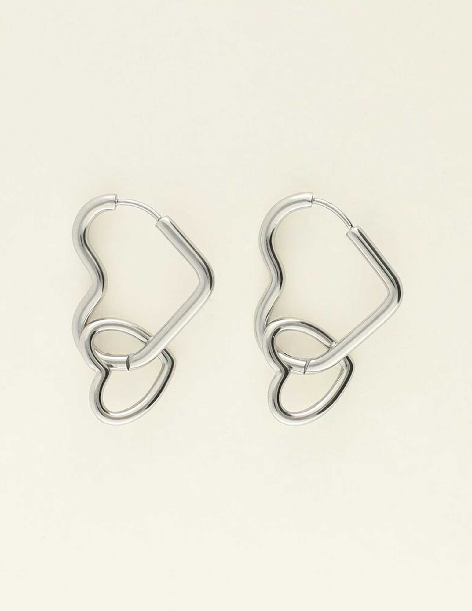 My Jewellery Universe oorbellen dubbele hart MJ09480 Zilver