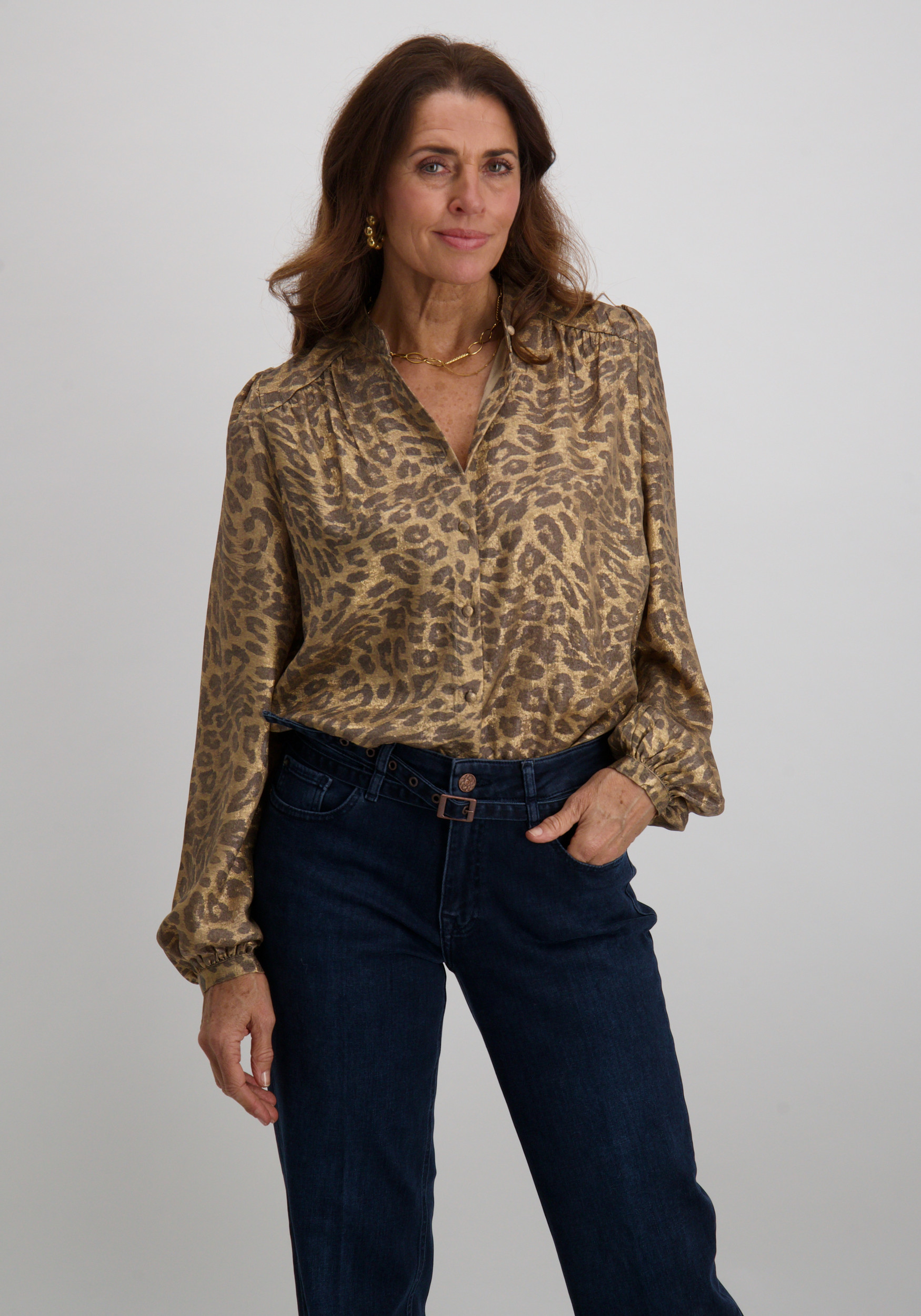Geisha Blouse leopard 53869-14 Goud