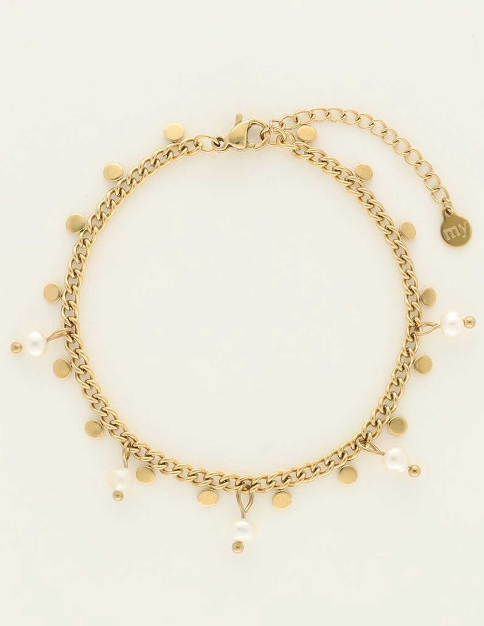 My Jewellery Armband met parels en muntjes MJ09227 Goud