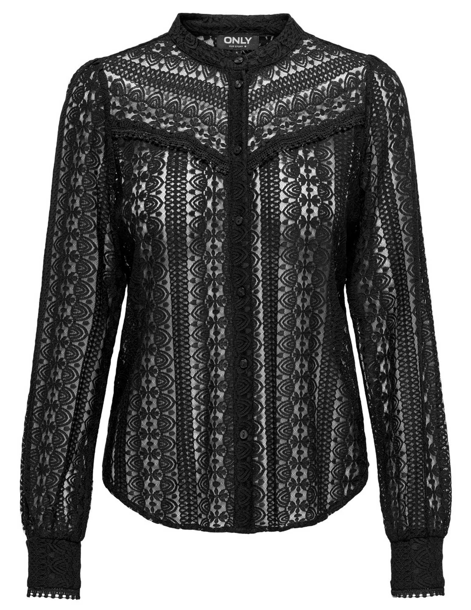 Only Kanten blouse reba 15282071 Zwart