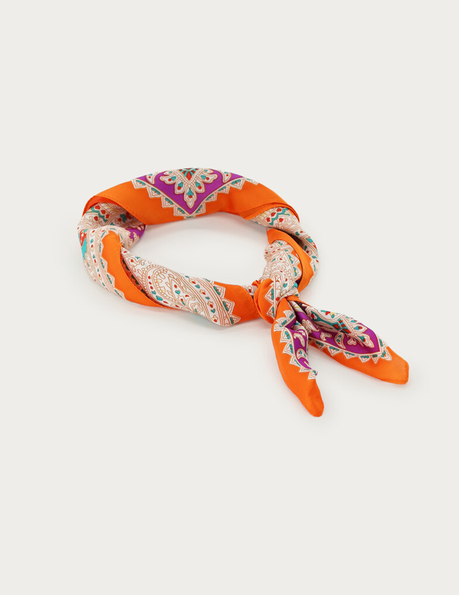 My Jewellery Sjaal Satijn look met all-over print MJ14507 Oranje