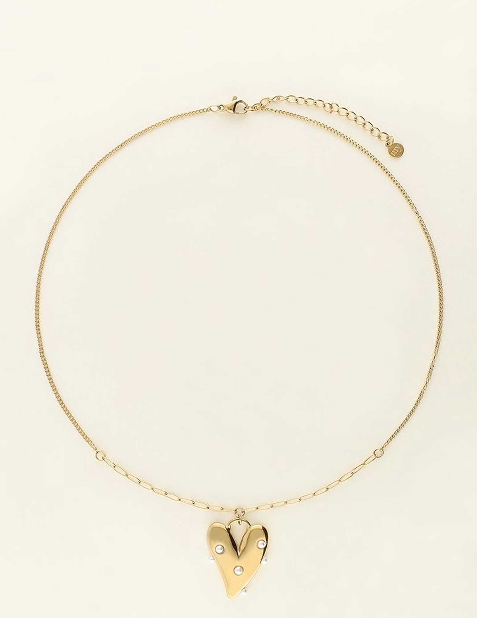 My Jewellery Ketting met groot hart en parels MJ09242 Goud