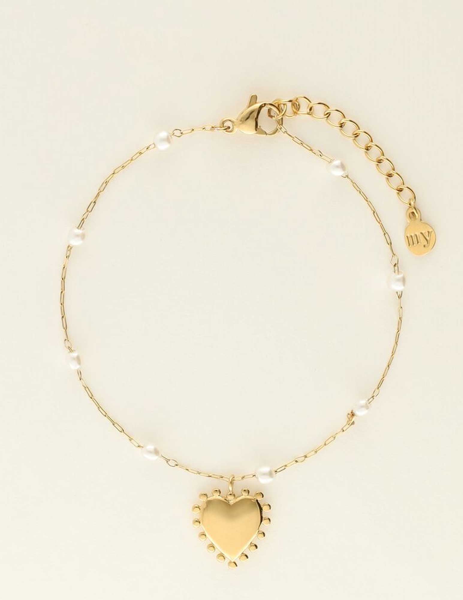 My Jewellery Armband met hart en parels MJ09229 Goud