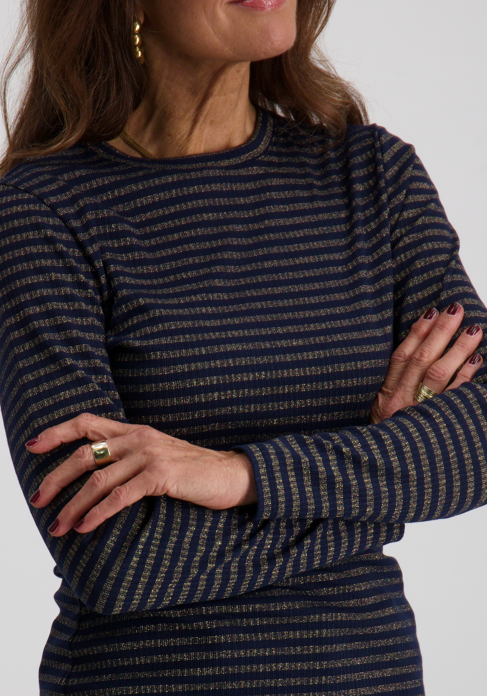 Tramontana T-shirt gestreept K02-18-401 Donker blauw