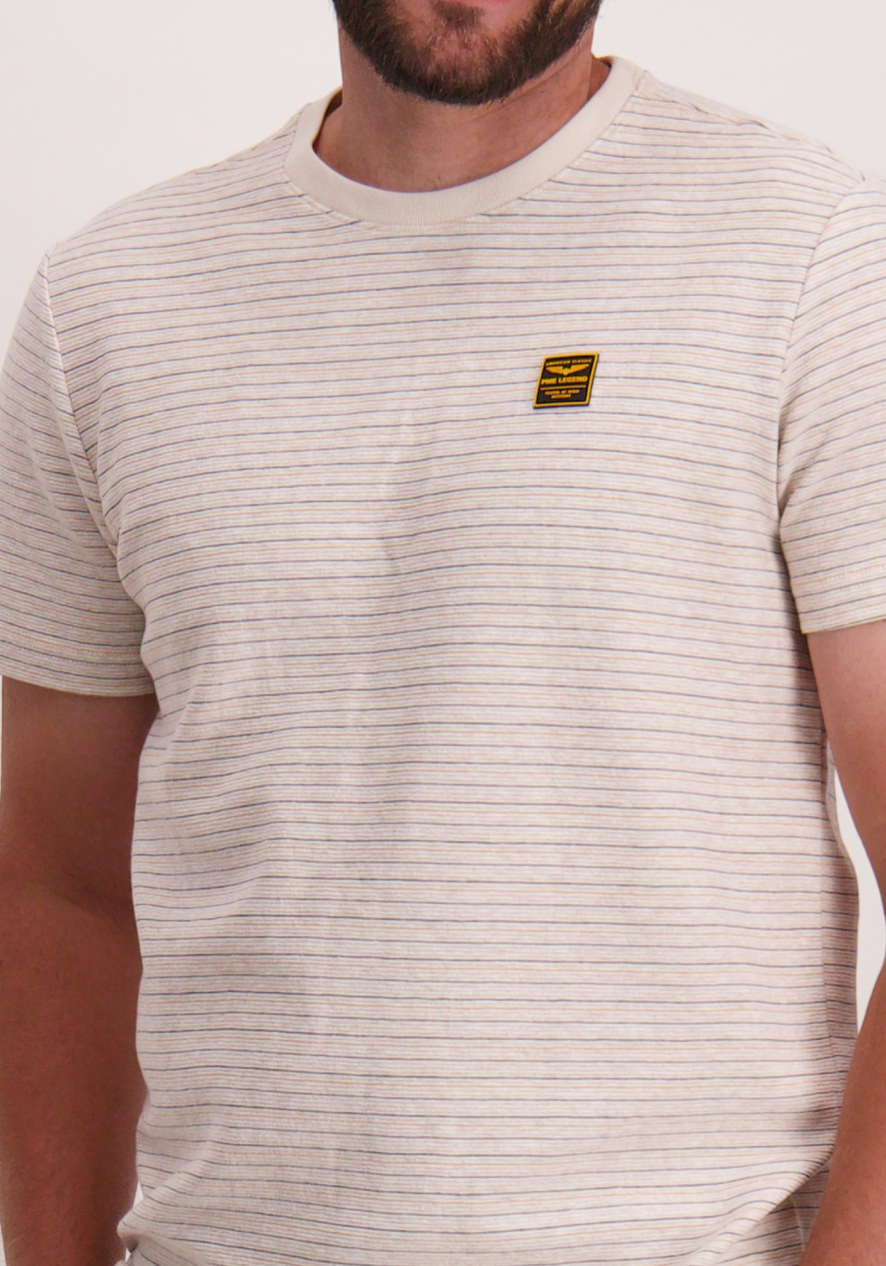 PME Legend T-shirt Gestreept PTSS2506555 Wolwit-ecru