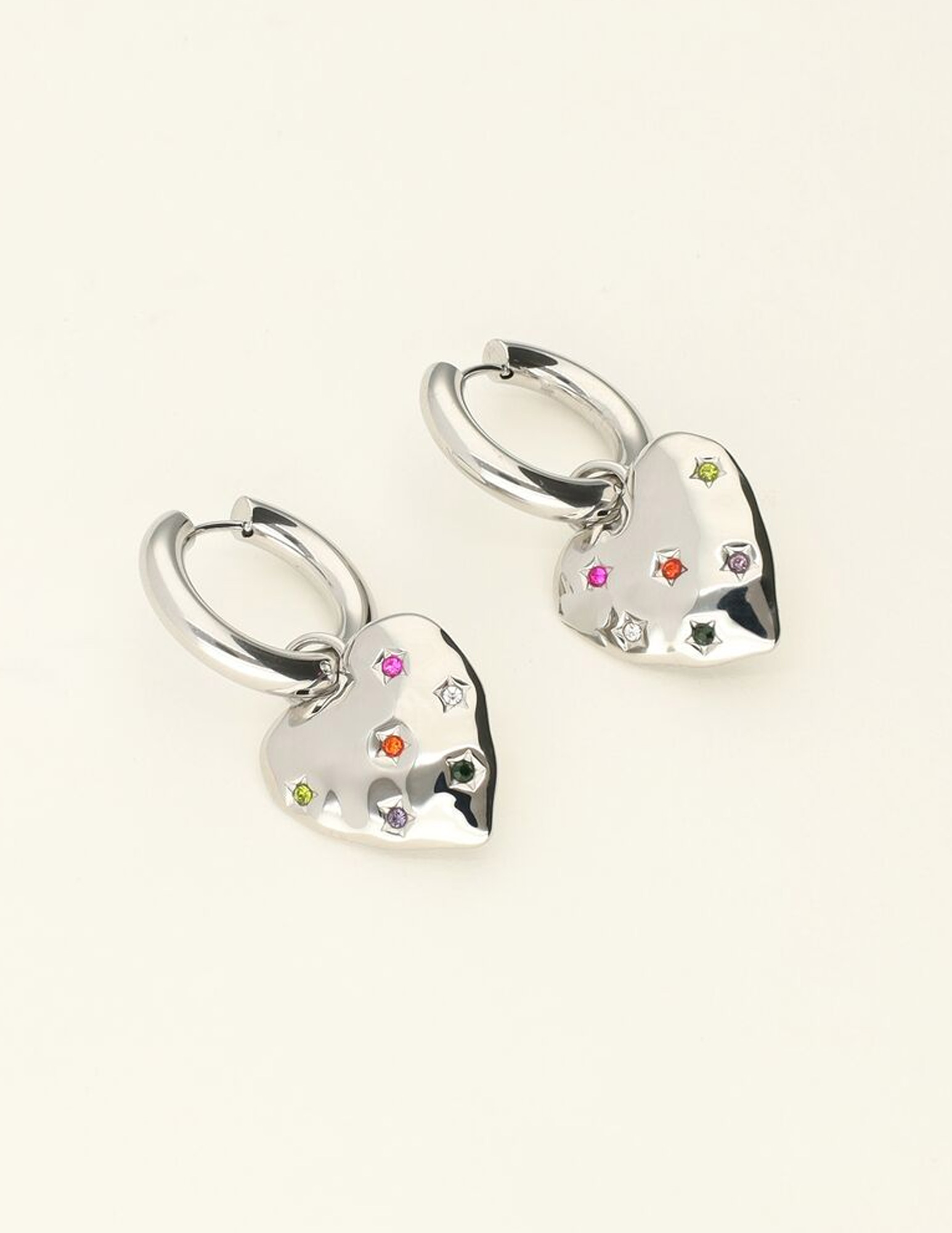 My Jewellery Oorbellen heart strass multicolor MJ09545 Zilver