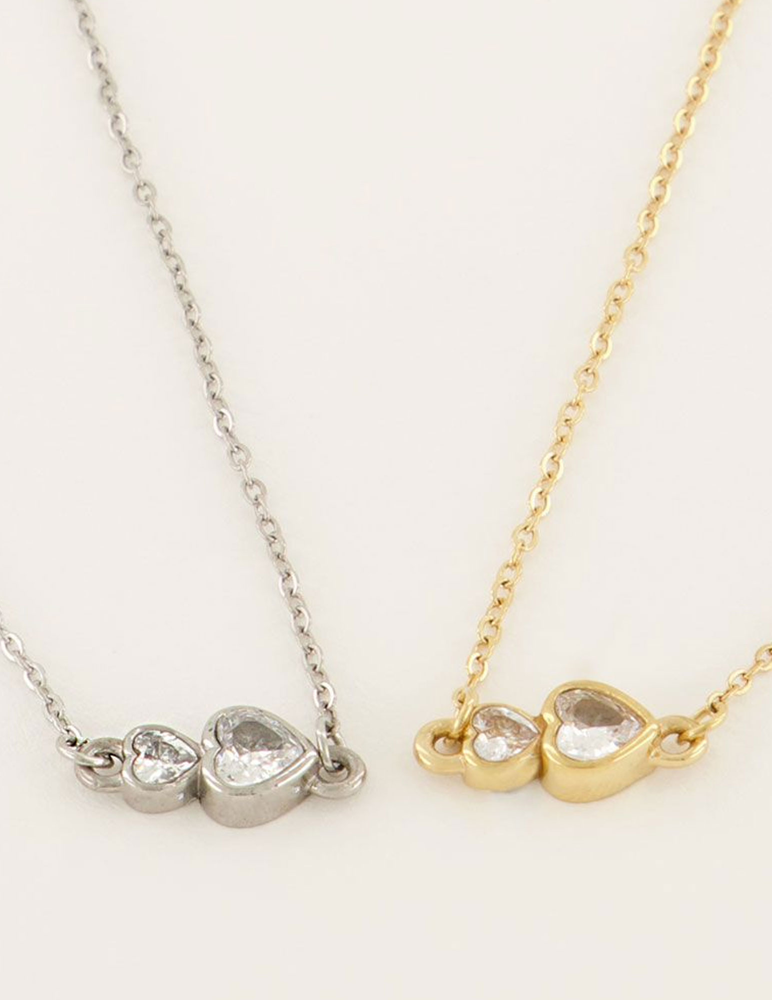 My Jewellery Armband dubbel strass hartje MJ07081 Zilver