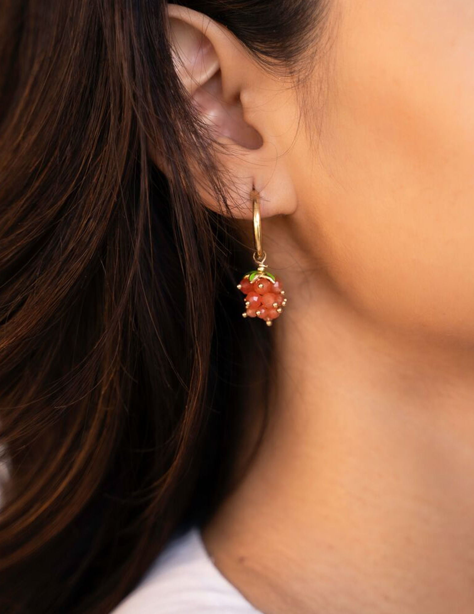 My Jewellery Oorringen met druiventros oranje MJ10966 Zilver