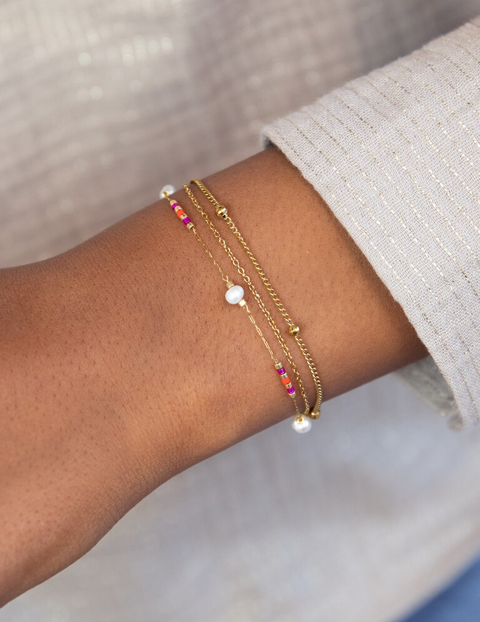 My Jewellery Sunrocks armband parels MJ12215 Goud