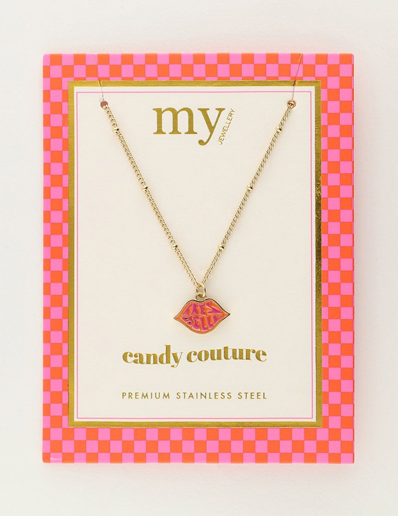My Jewellery Ketting rood tres belle charm MJ08352 Goud