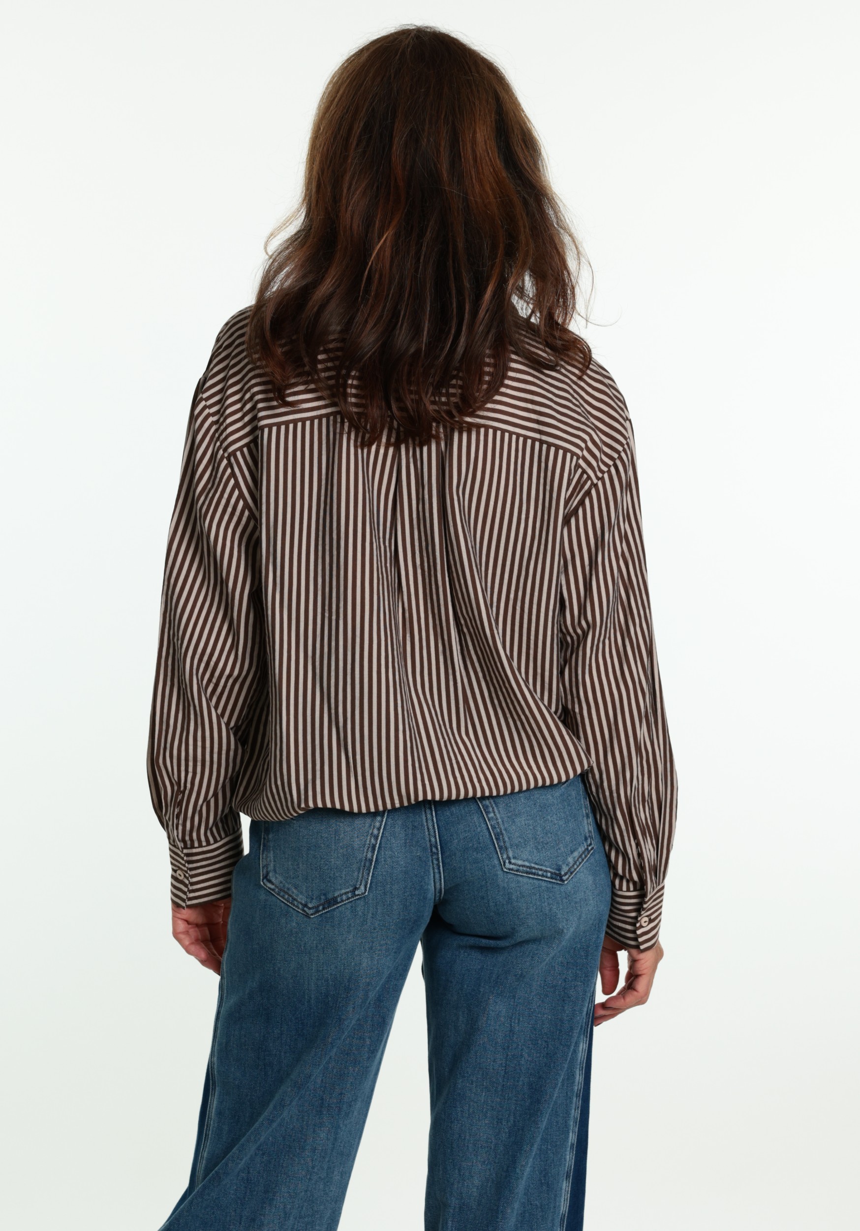 Geisha Striped blouse 63711-20 Donker bruin