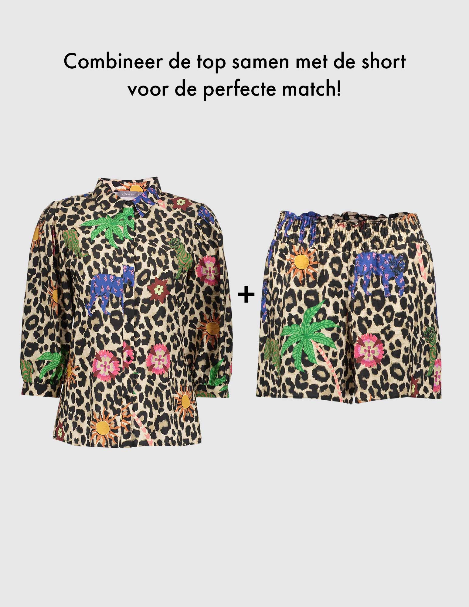 Geisha Korte broek all-over print 51413-20 Zand