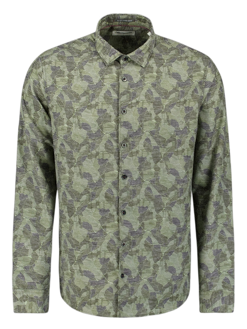 No Excess Overhemd all-over print 29400835 Donker groen