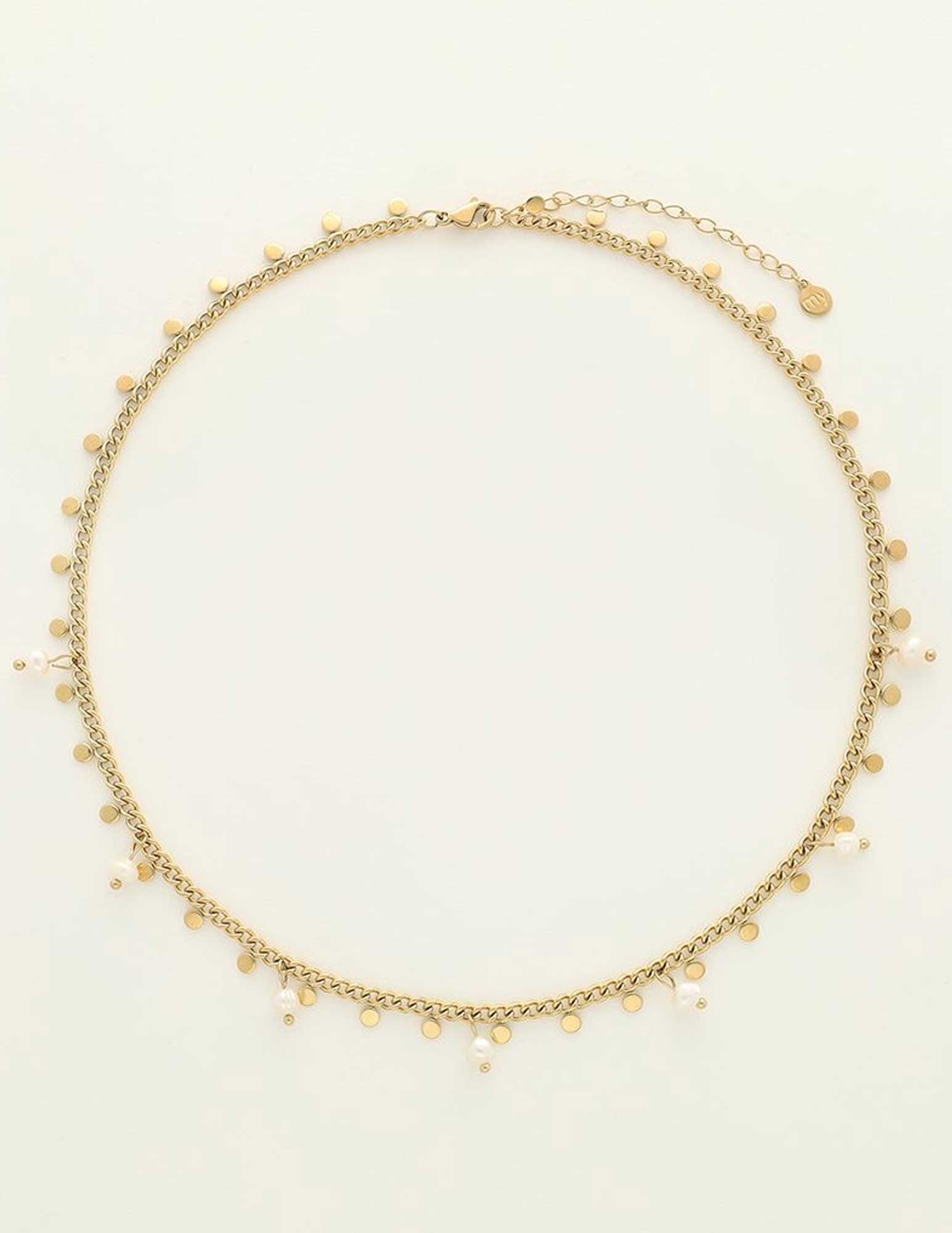 My Jewellery Ketting met kleine munten en parels MJ09226 Goud