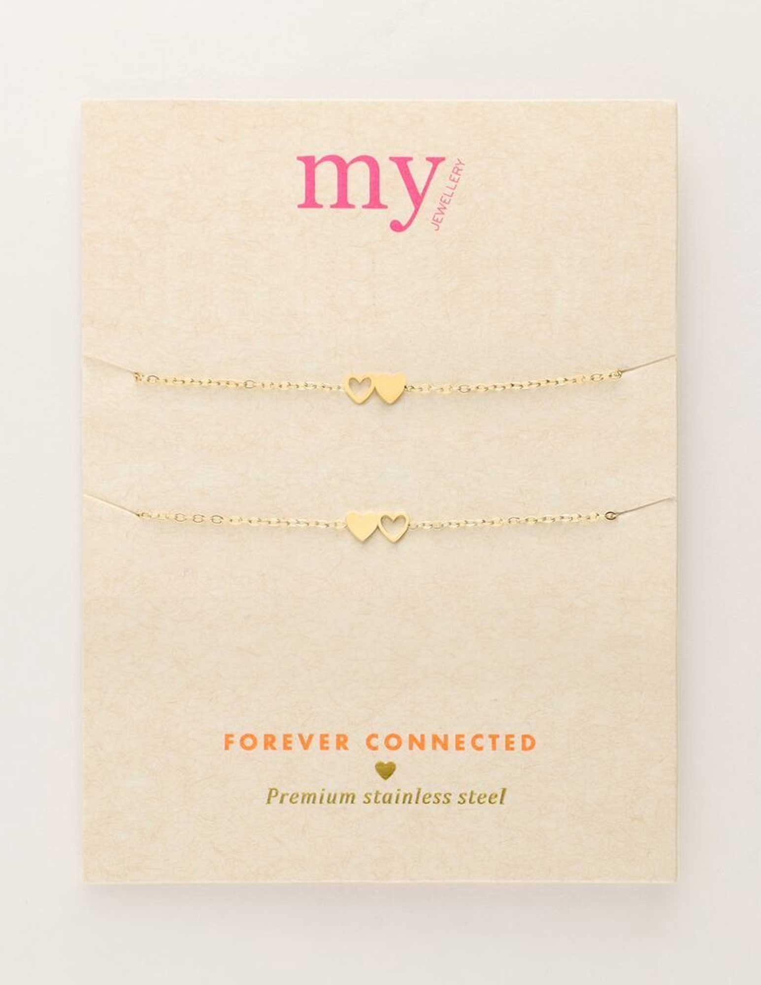 My Jewellery Armbanden set twee hartjes MJ10342 Goud
