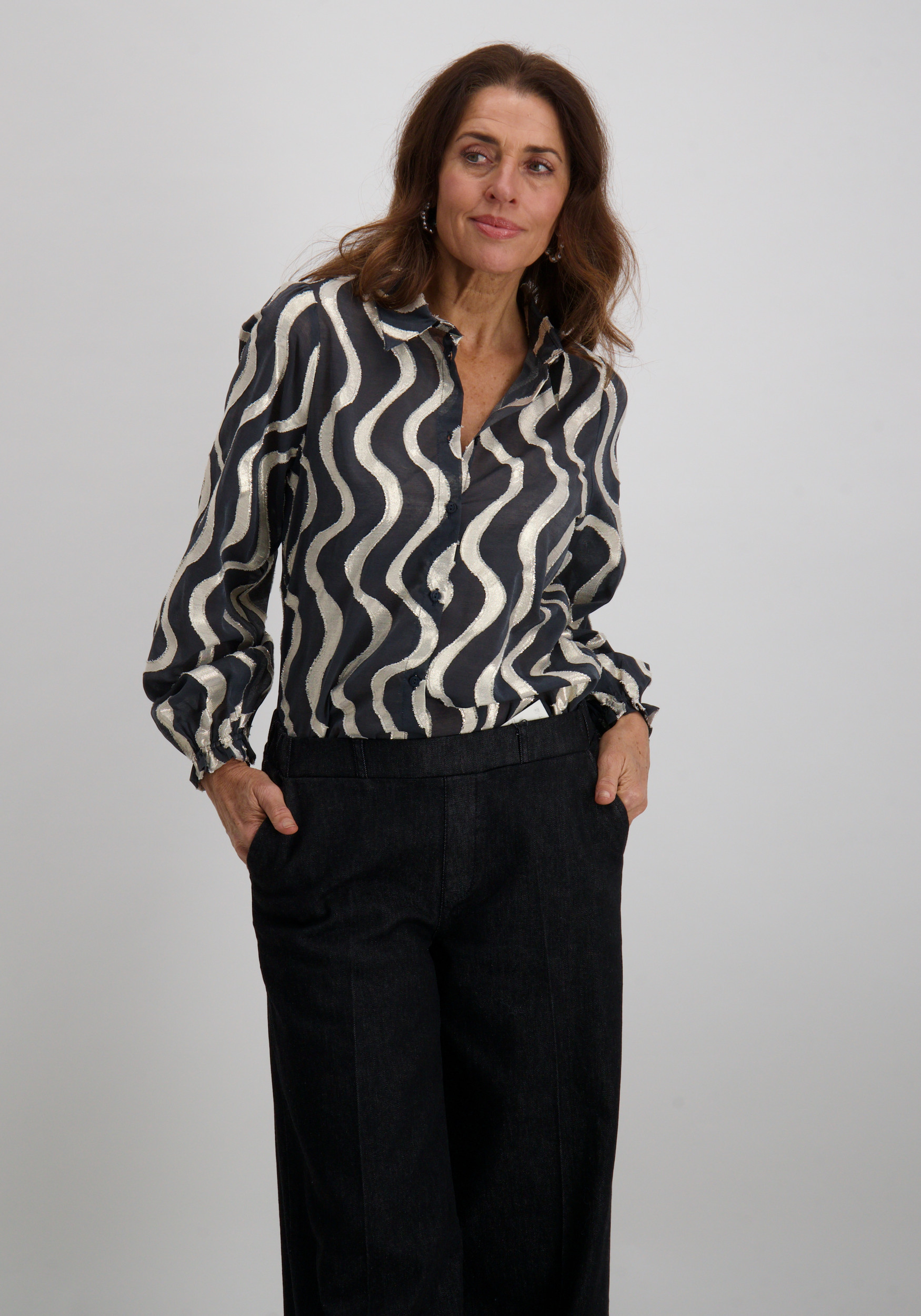 Geisha Blouse all-over print 53915-20 Zwart