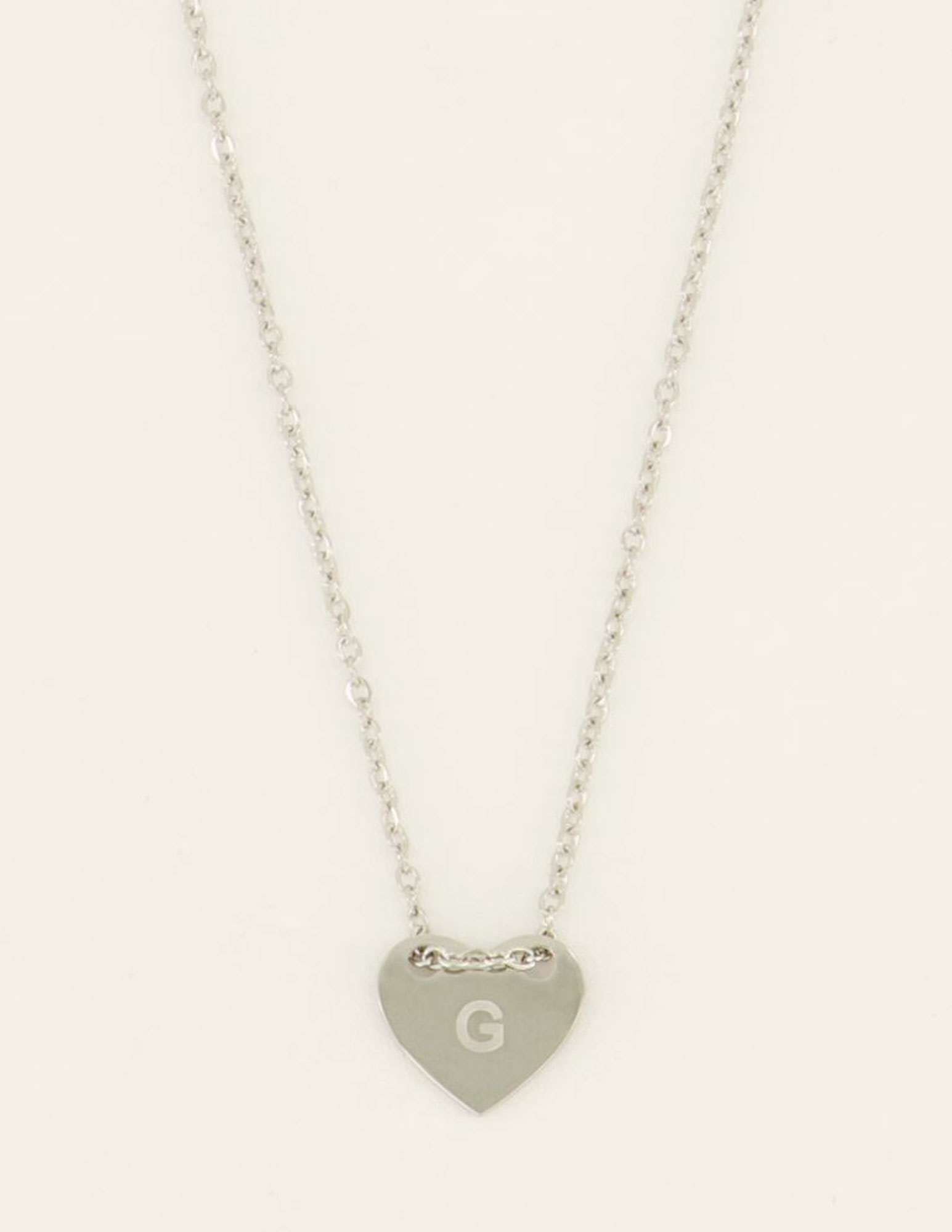 My Jewellery Ketting met initiaal G op hartje MJ07876G Zilver