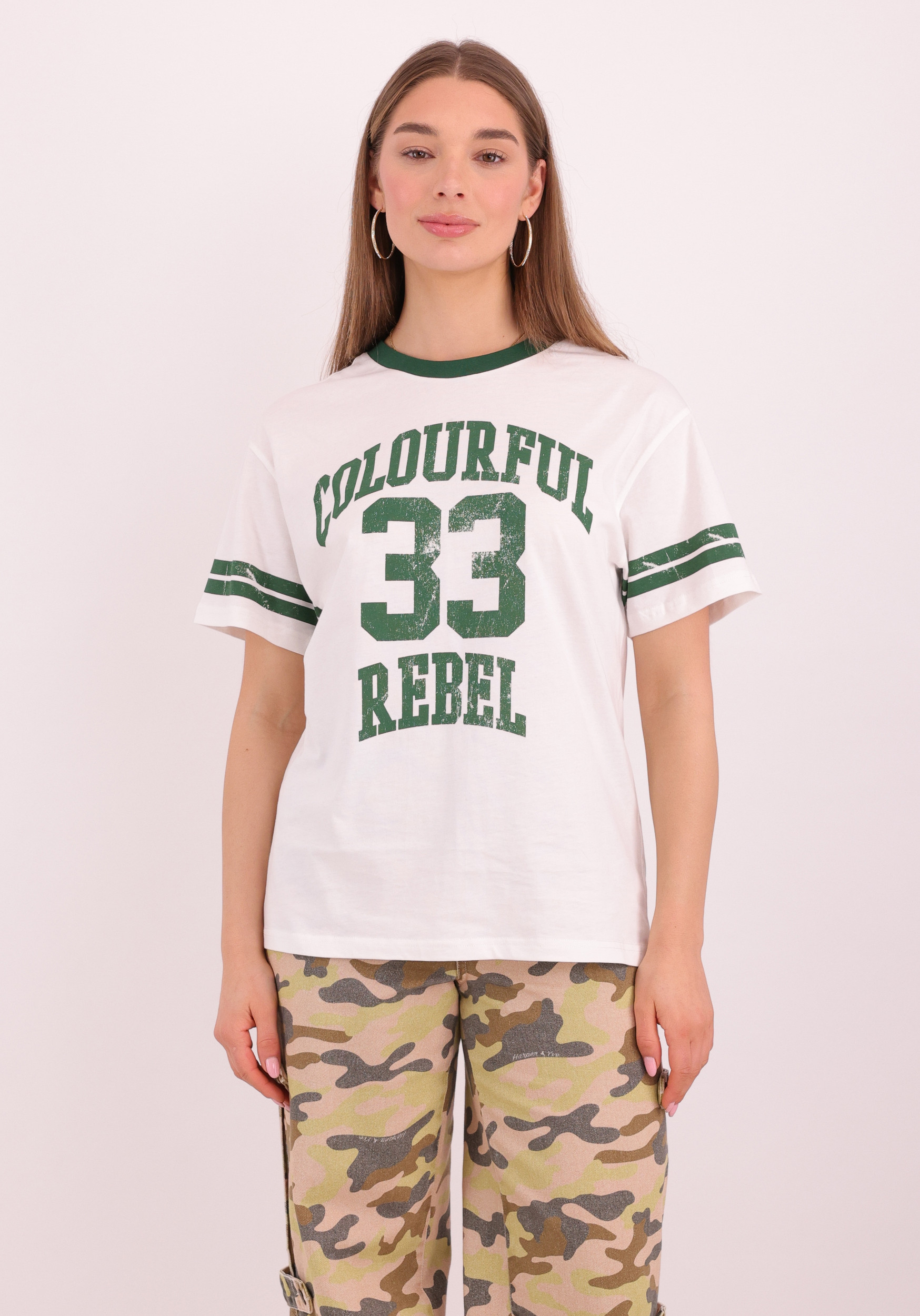 Colourful Rebel T-shirt 33 Stripe WT117645 Wit