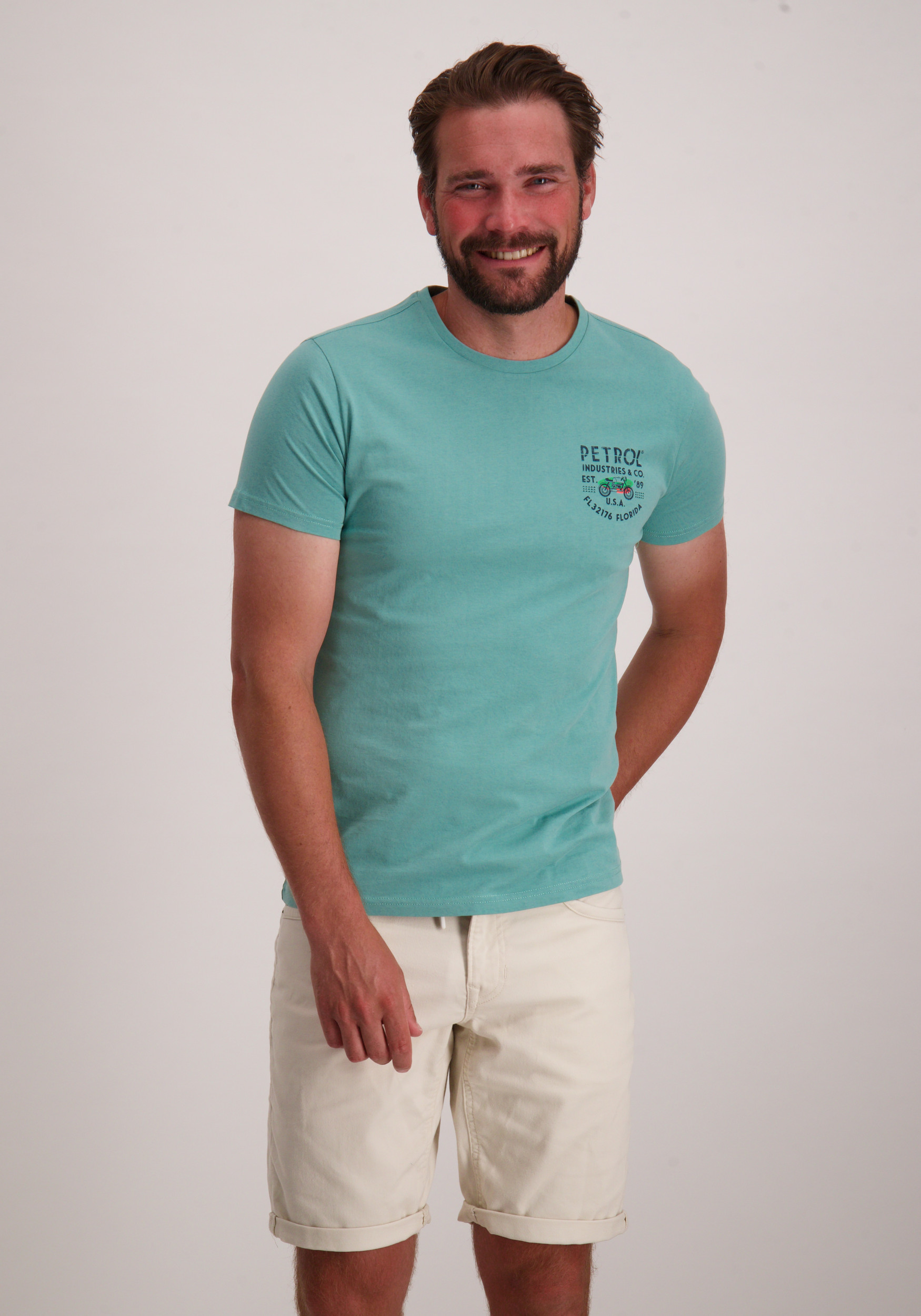 Petrol T-shirt Classic print M-1050-TSR603 Turquoise
