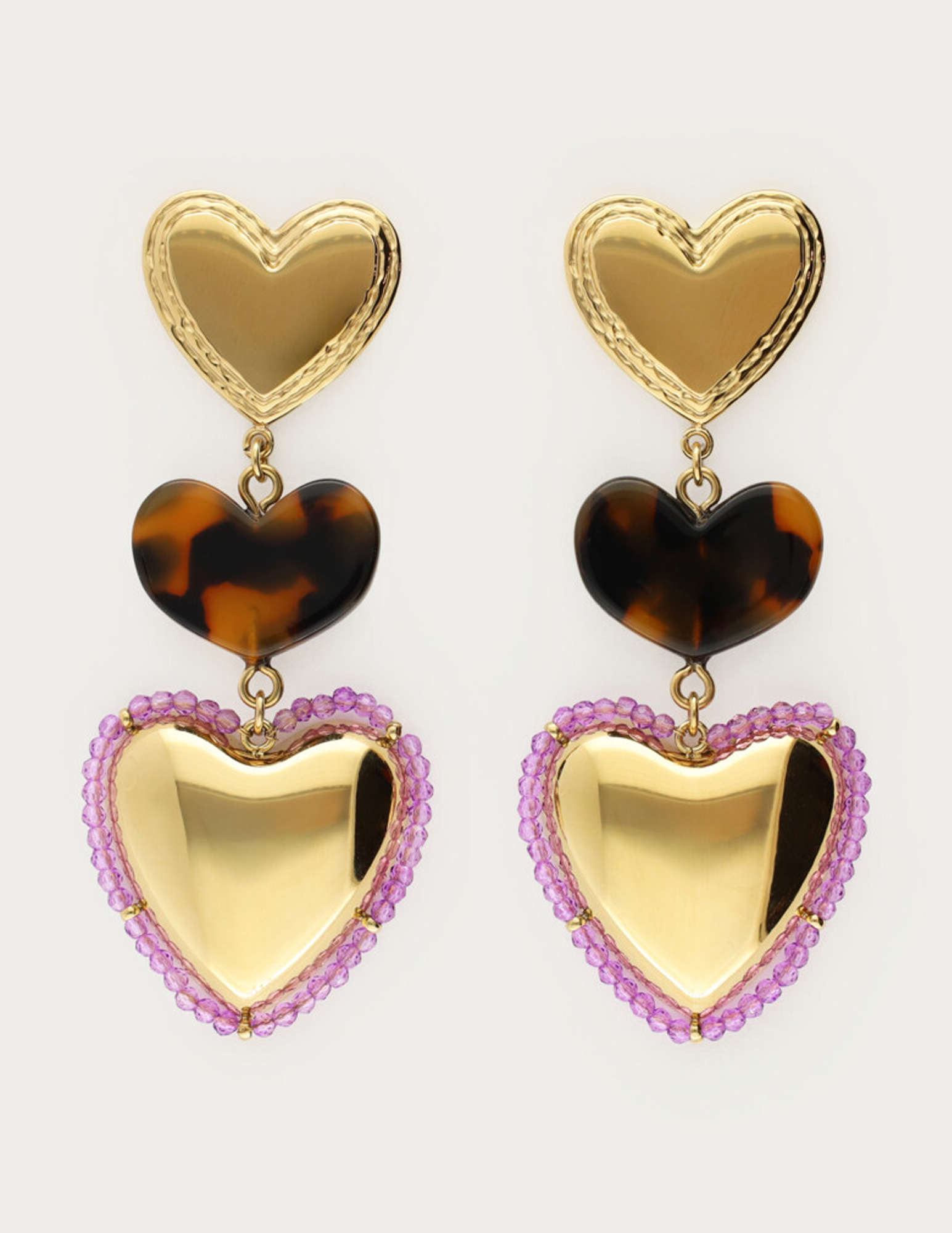 My Jewellery Sunrocks Statement oorbellen hartjes leopard MJ12622 Goud